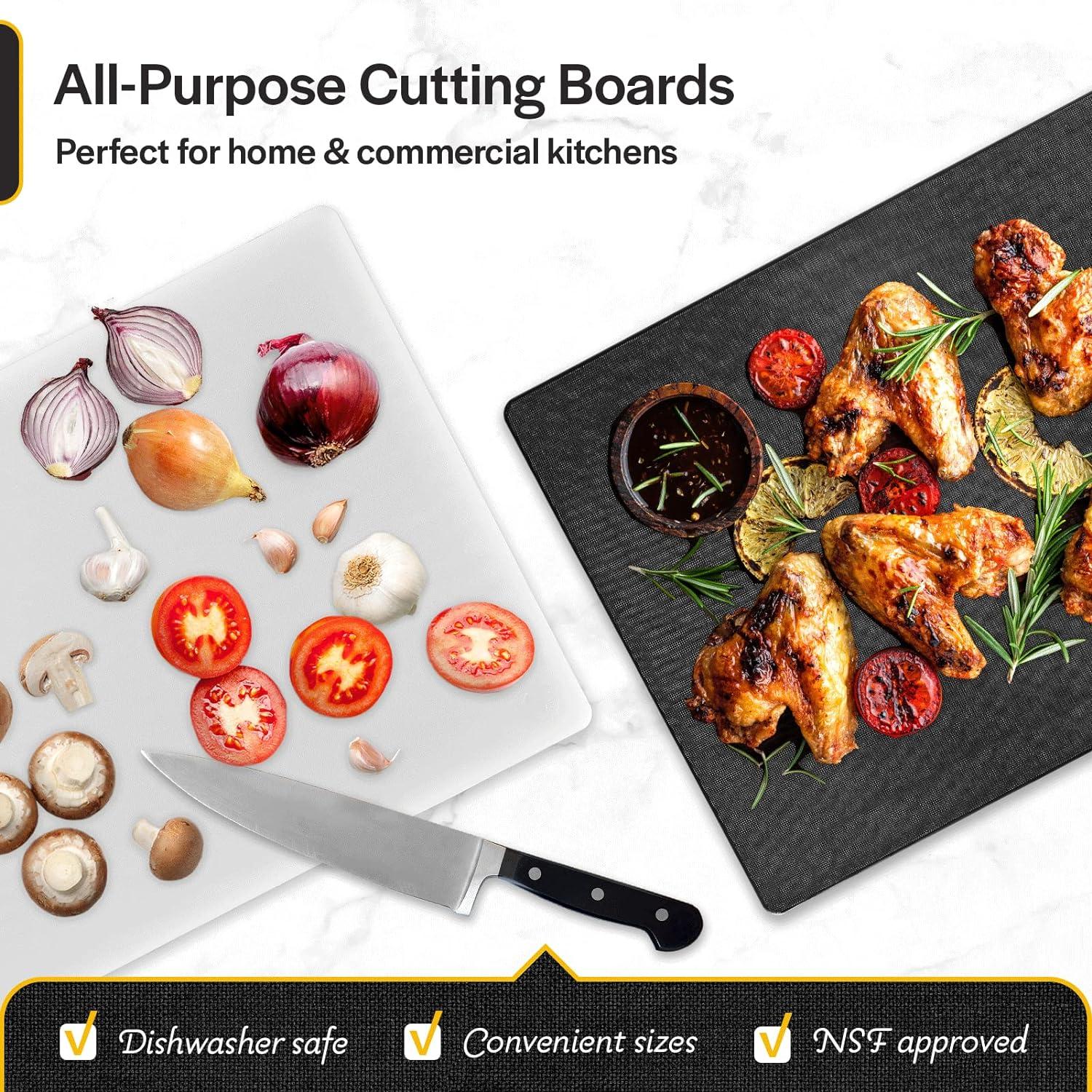 Thirteen Chefs Large Cutting Board for Chopping - Plastic, White, 18 x 12 x 0.5 Inch