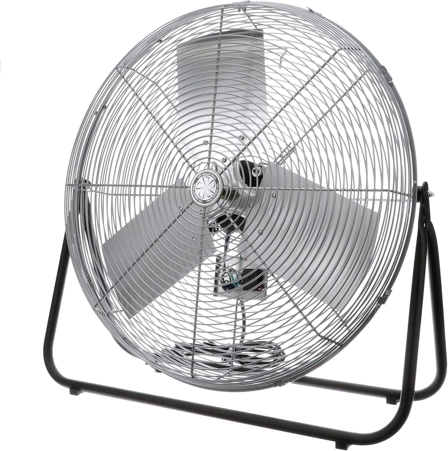 Gray 24-Inch Aluminum Industrial Floor Fan with 3-Speed Dial