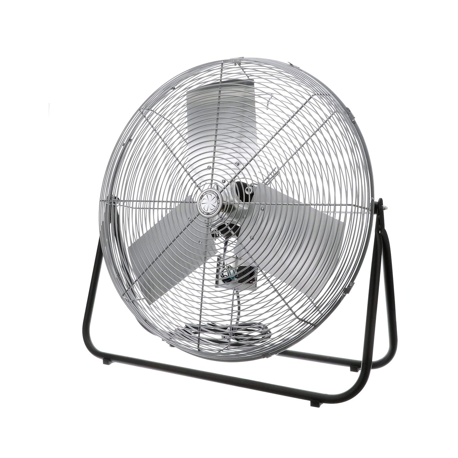 Gray 24-Inch Aluminum Industrial Floor Fan with 3-Speed Dial