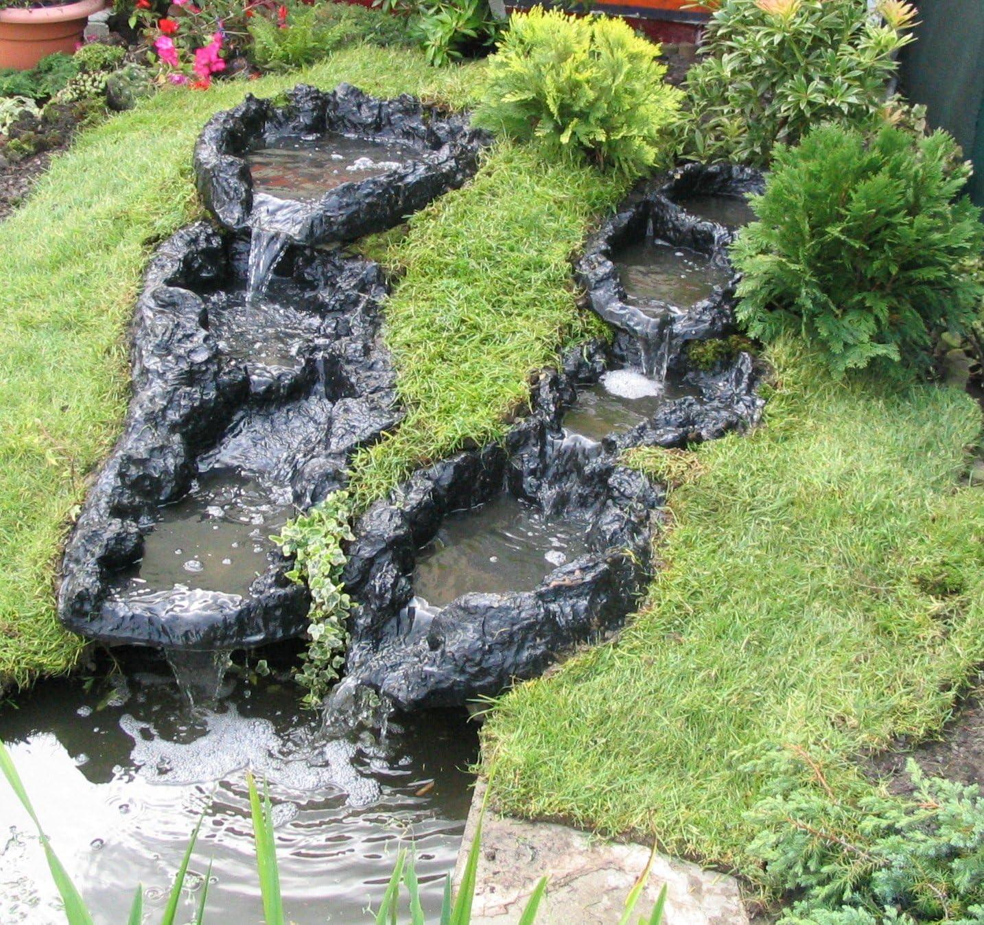 Small Black PVC Pond Waterfall with 2 Pools