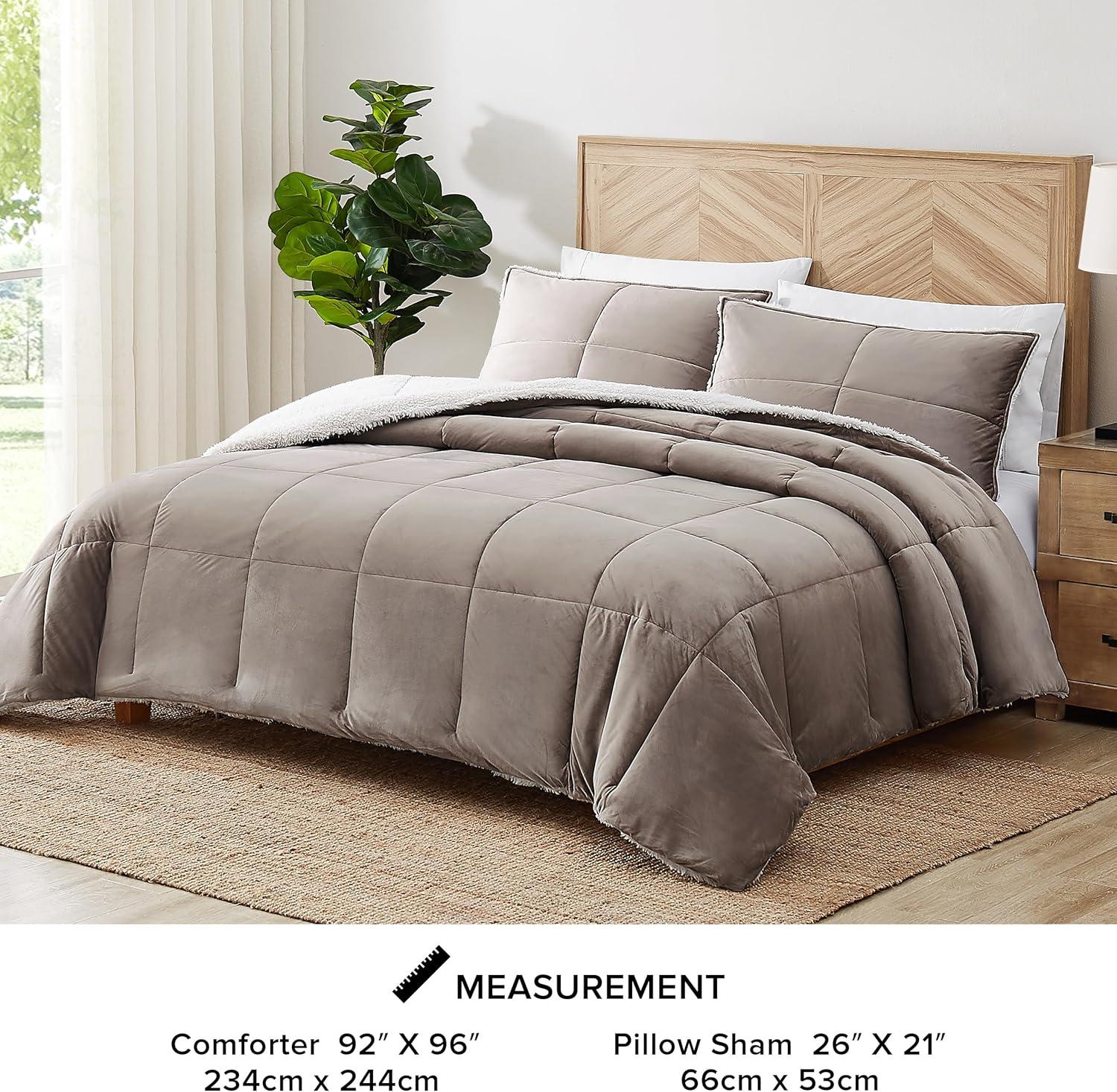 Queen Brown Reversible Down Alternative Comforter Set