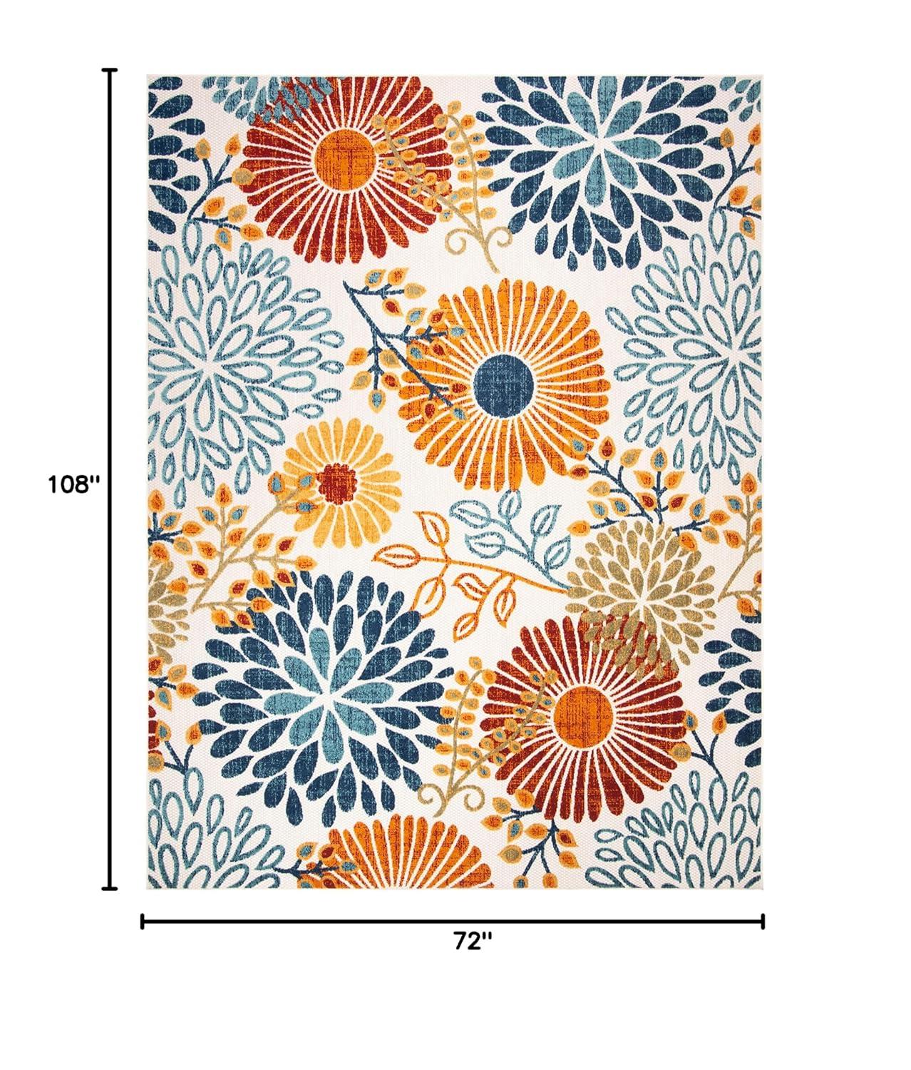 Cabana CBN832 Power Loomed Indoor/Outdoor Area Rug - Creme/Red - 6'x9' - Safavieh