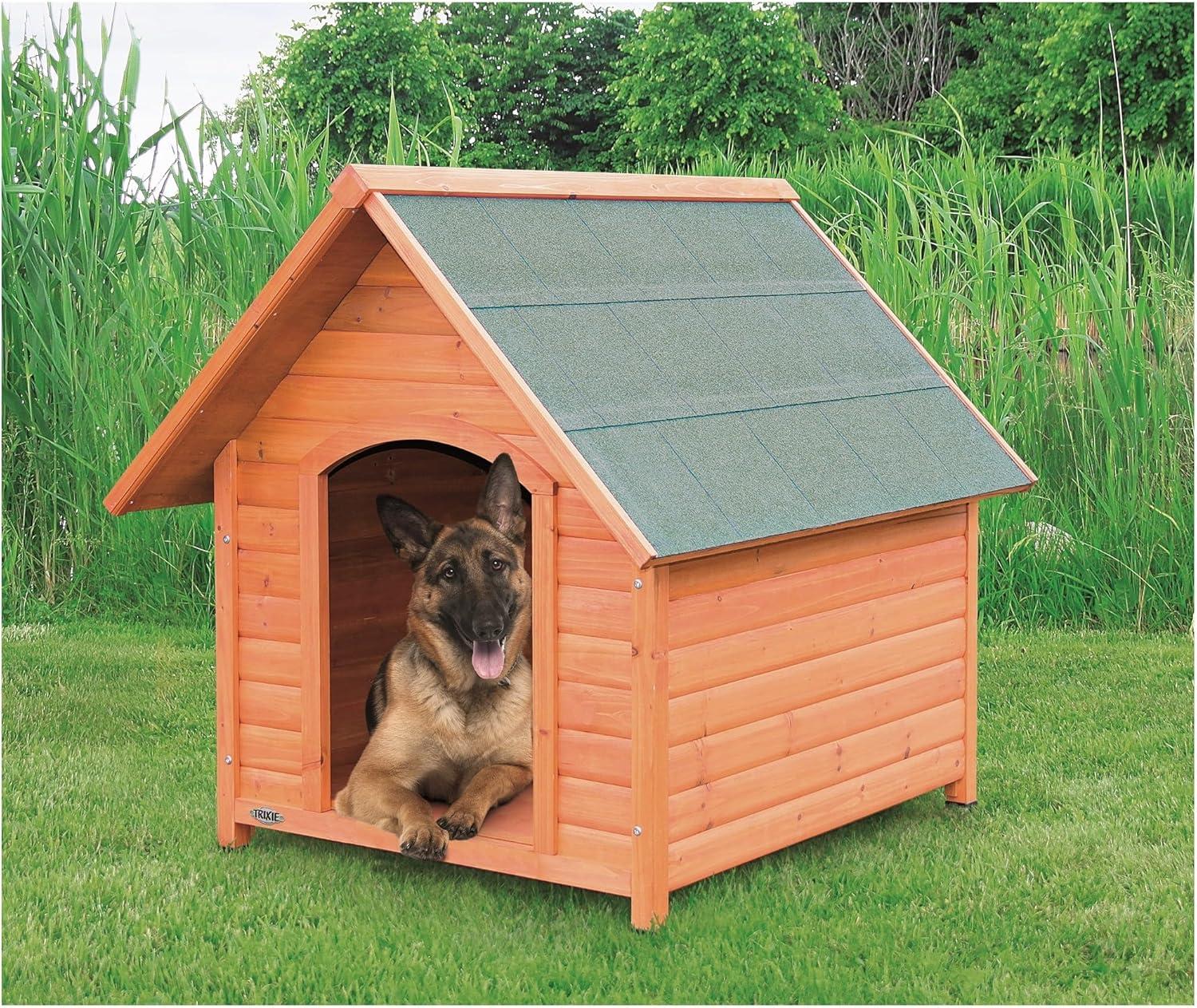 TRIXIE Weatherproof Outdoor Cottage Dog House, Elevated Floor, Peaked Roof