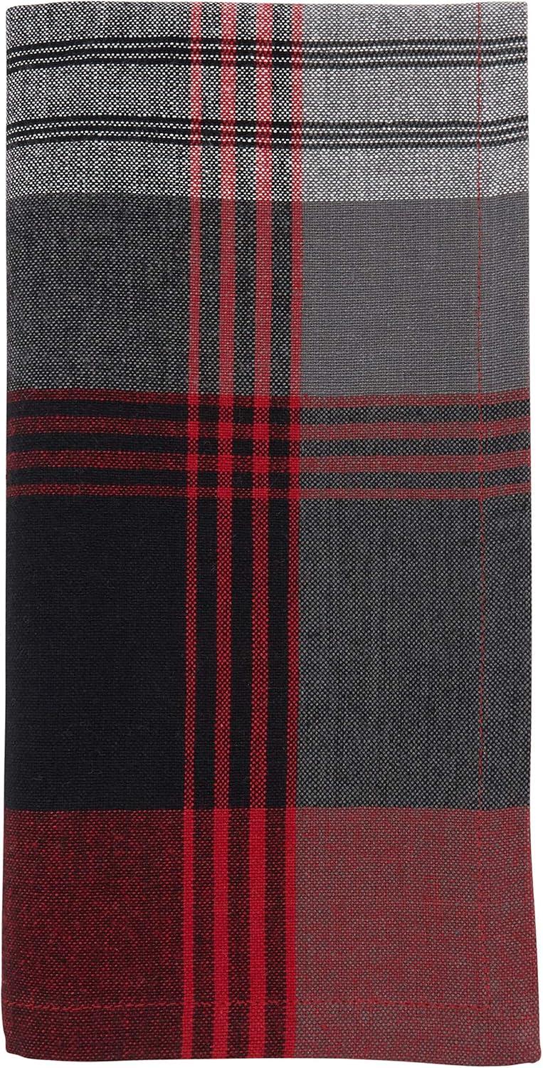 Saro Lifestyle Cotton Plaid Napkin, 20" Square, Red (Set of 4)