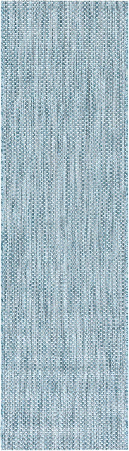 Courtyard CY8521 Power Loomed Indoor/Outdoor Runner Rug - Aqua/Grey - 2'3"x12' - Safavieh.