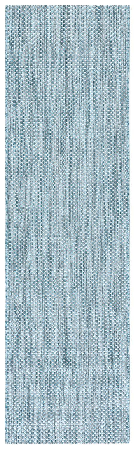 Courtyard CY8521 Power Loomed Indoor/Outdoor Runner Rug - Aqua/Grey - 2'3"x12' - Safavieh.