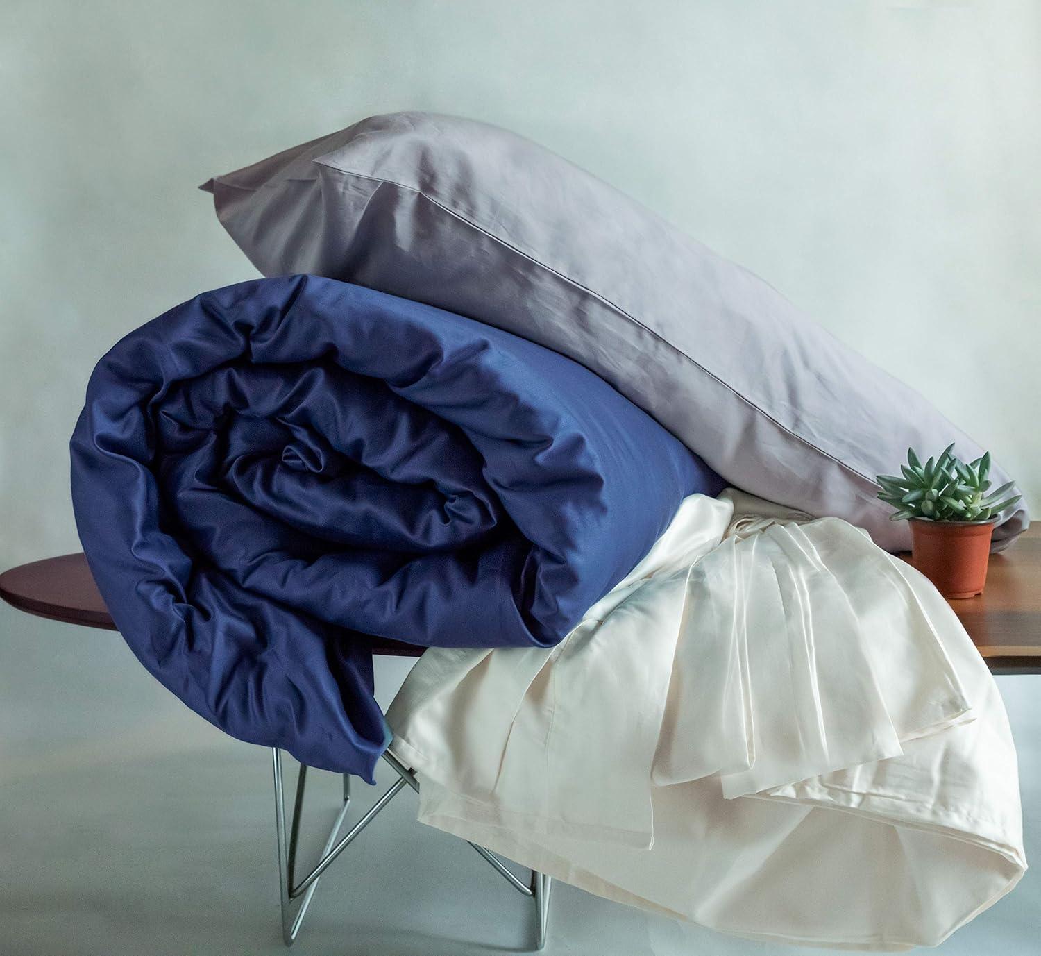 Fabdreams 400 Thread Count Certified Organic Cotton Sateen Pillowcase Set (King, Light Grey)