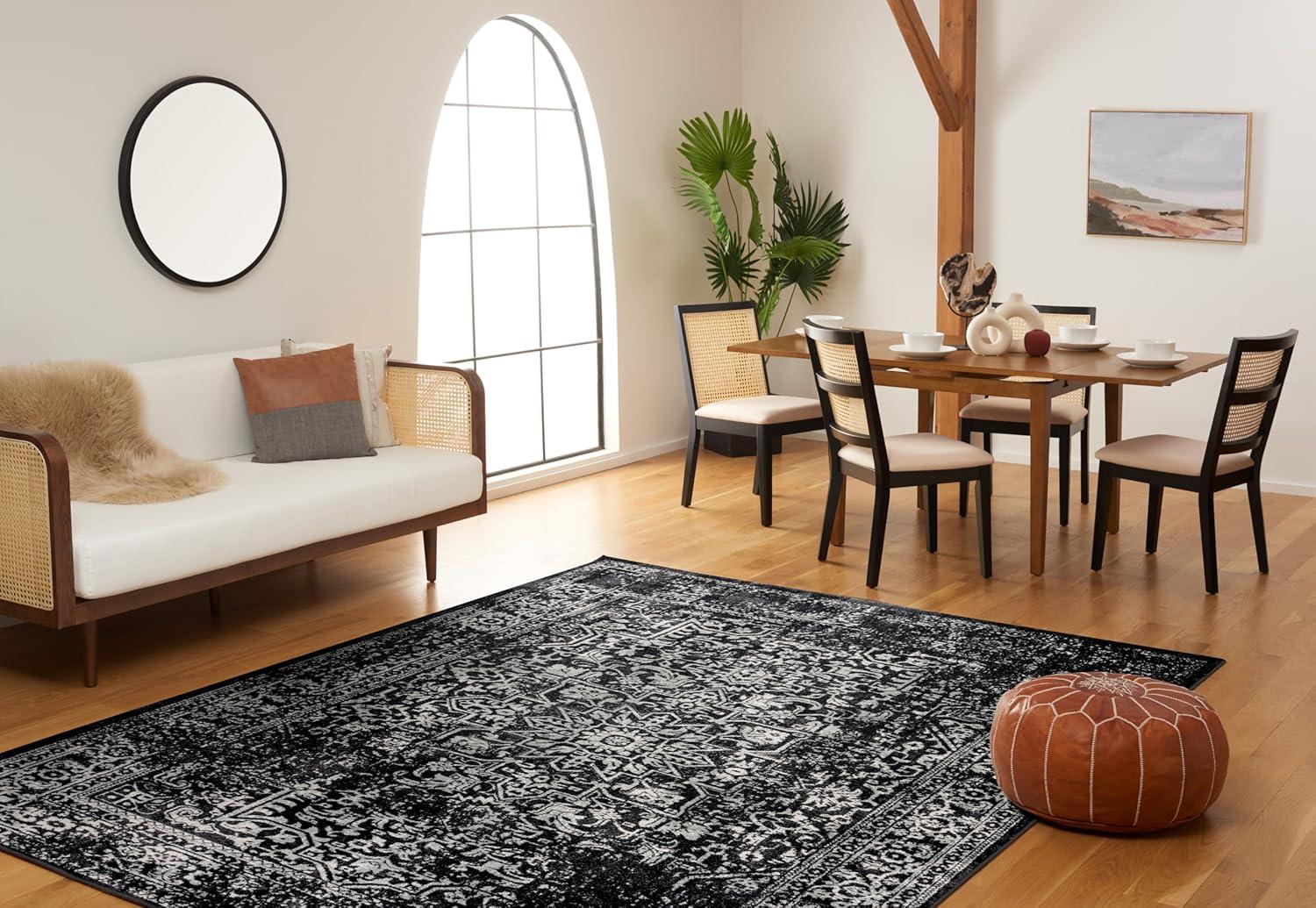 SAFAVIEH Evoke Trena Traditional Distressed Area Rug, Black/Grey, 9' x 12'