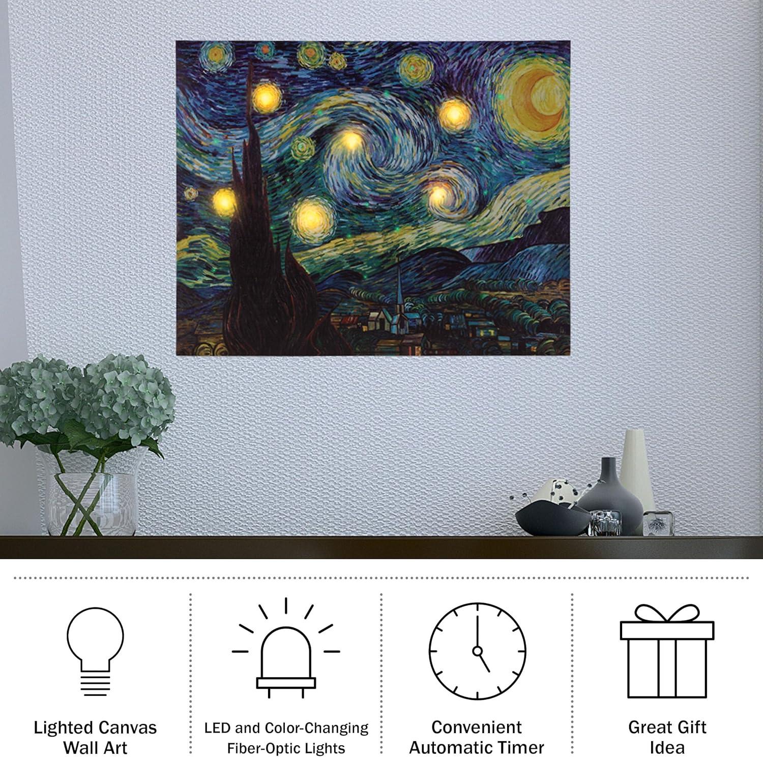 Lavish Home Van Gogh Art Décor Set – 16x20 Canvas Print and LED Candle