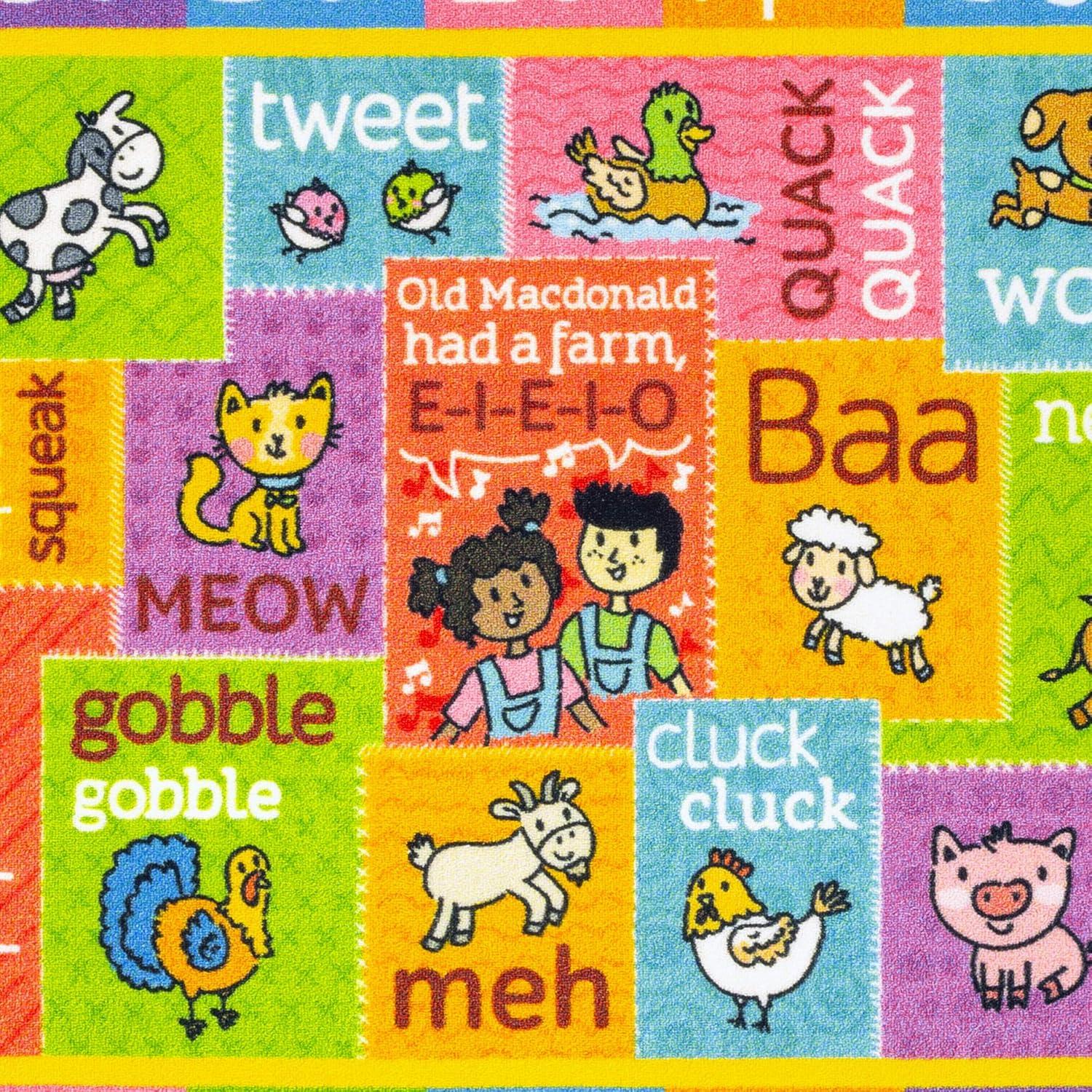 KC CUBS Boy & Girl Kids ABC Alphabet W/ Animals & Sounds Educational Learning & Fun Game Play Nursery Bedroom Classroom Rug Carpet, 5' 3" x 6' 6"