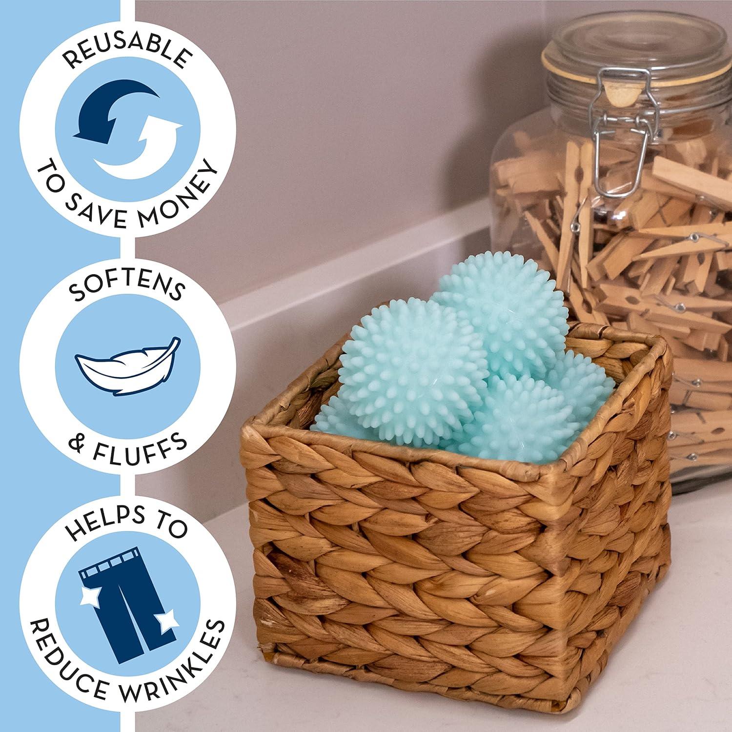 S&T INC. Reusable Laundry Dryer Balls, Soften and Fluff Laundry, Blue, 2.5 in, 6 Pack