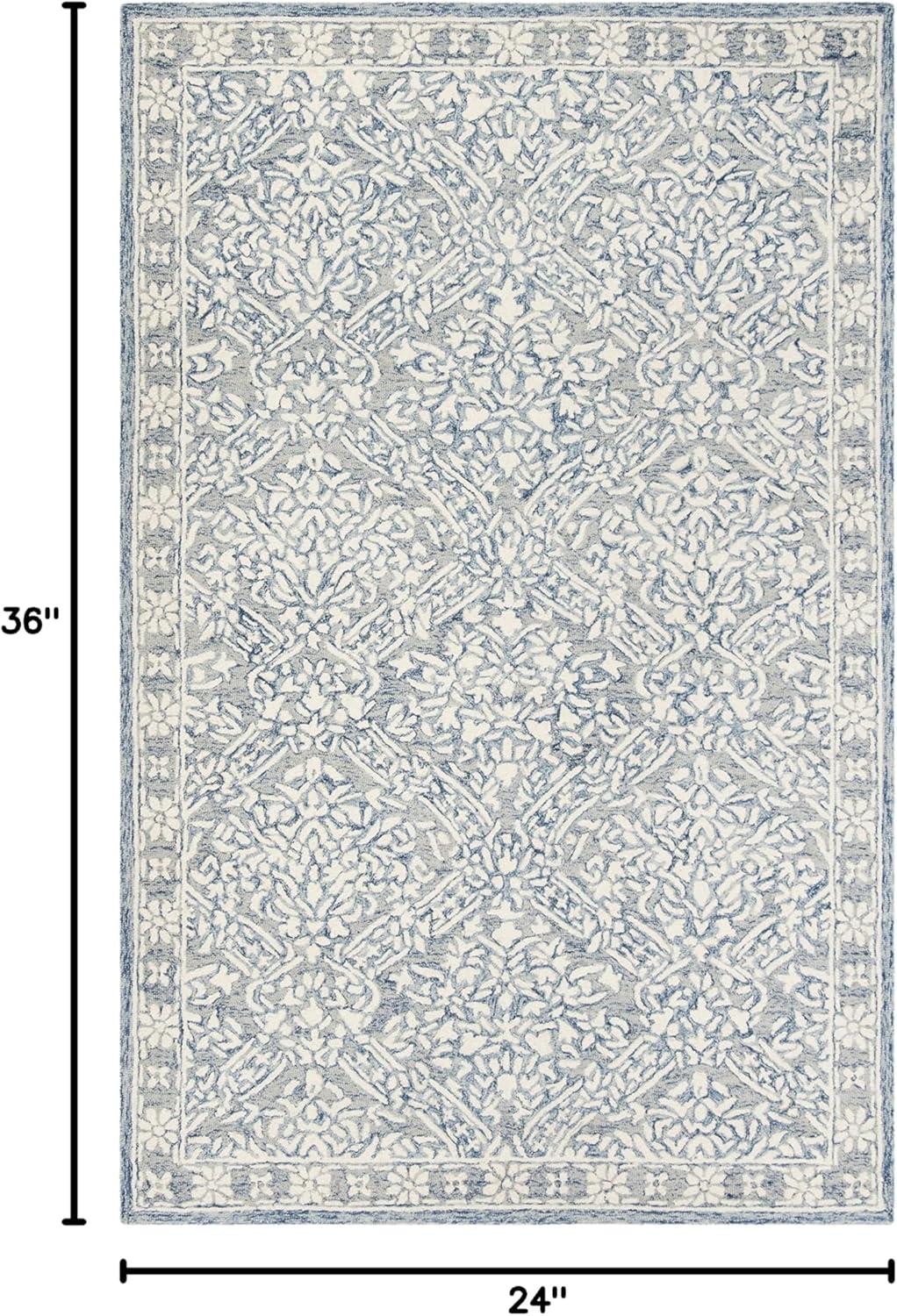 SAFAVIEH Micro-Loop MLP510M Handmade Blue / Ivory Rug