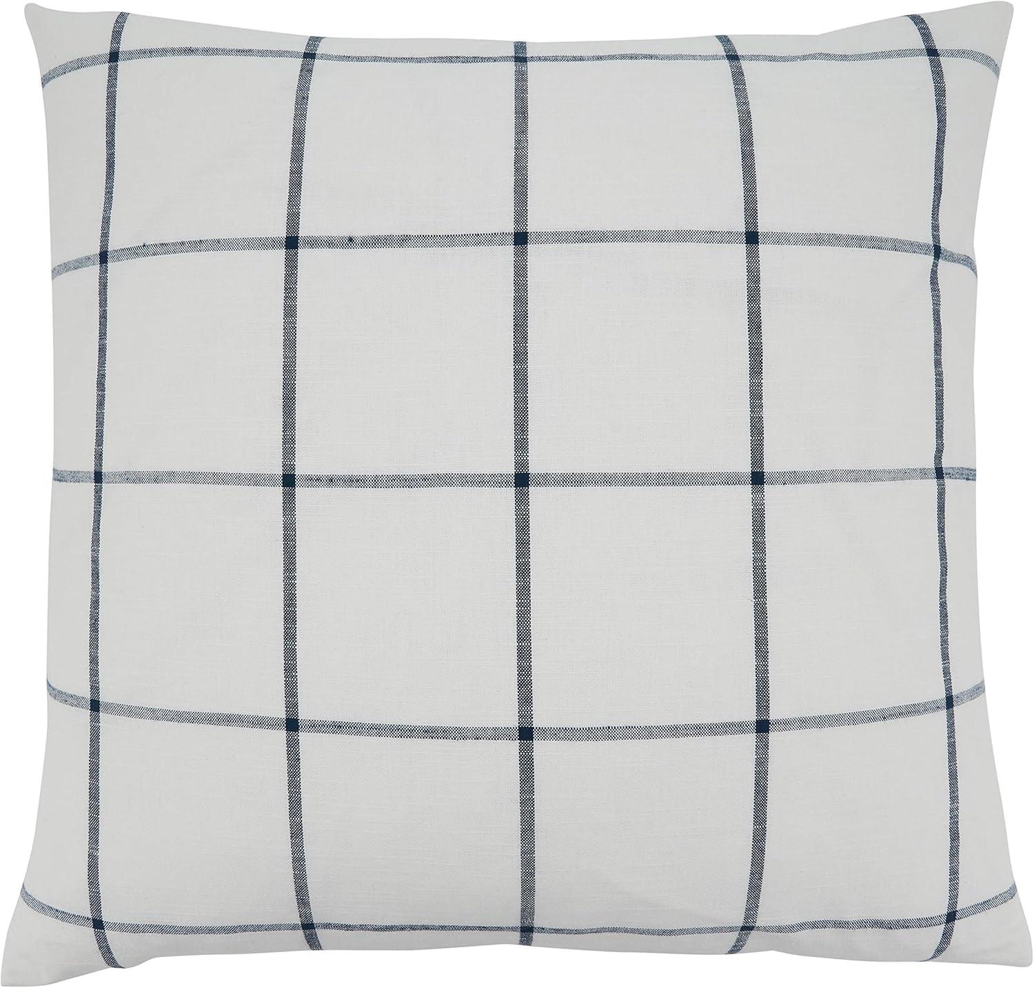 20"x20" Oversize Poly Filled Plaid Square Throw Pillow - Saro Lifestyle: Cotton Cover, Indoor Decorative Cushion