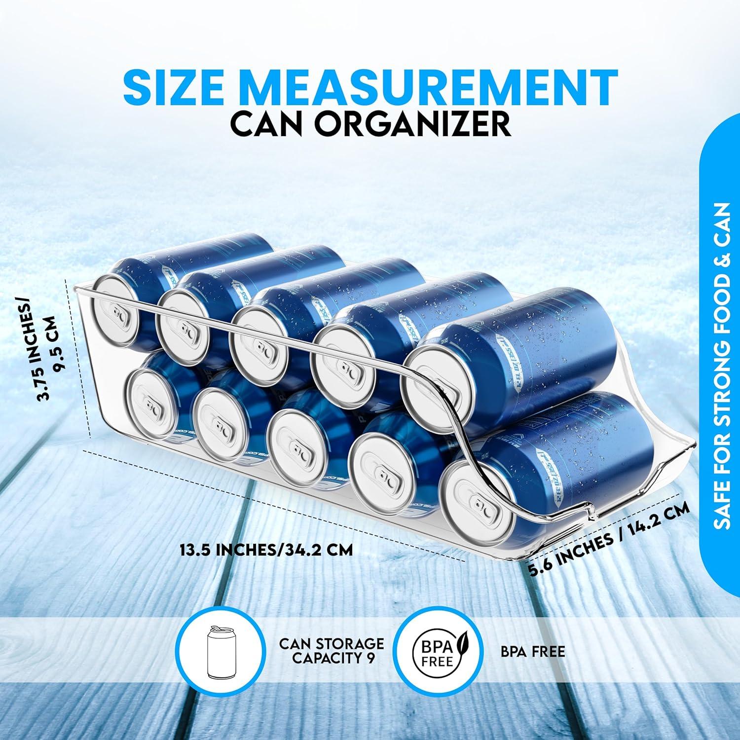 Can Organizer For Pantry (Pack of 2) - Soda Can Storage Organizer Pantry, Fridge & Freezer Organization - Holds Food & Soup Can (Clear)