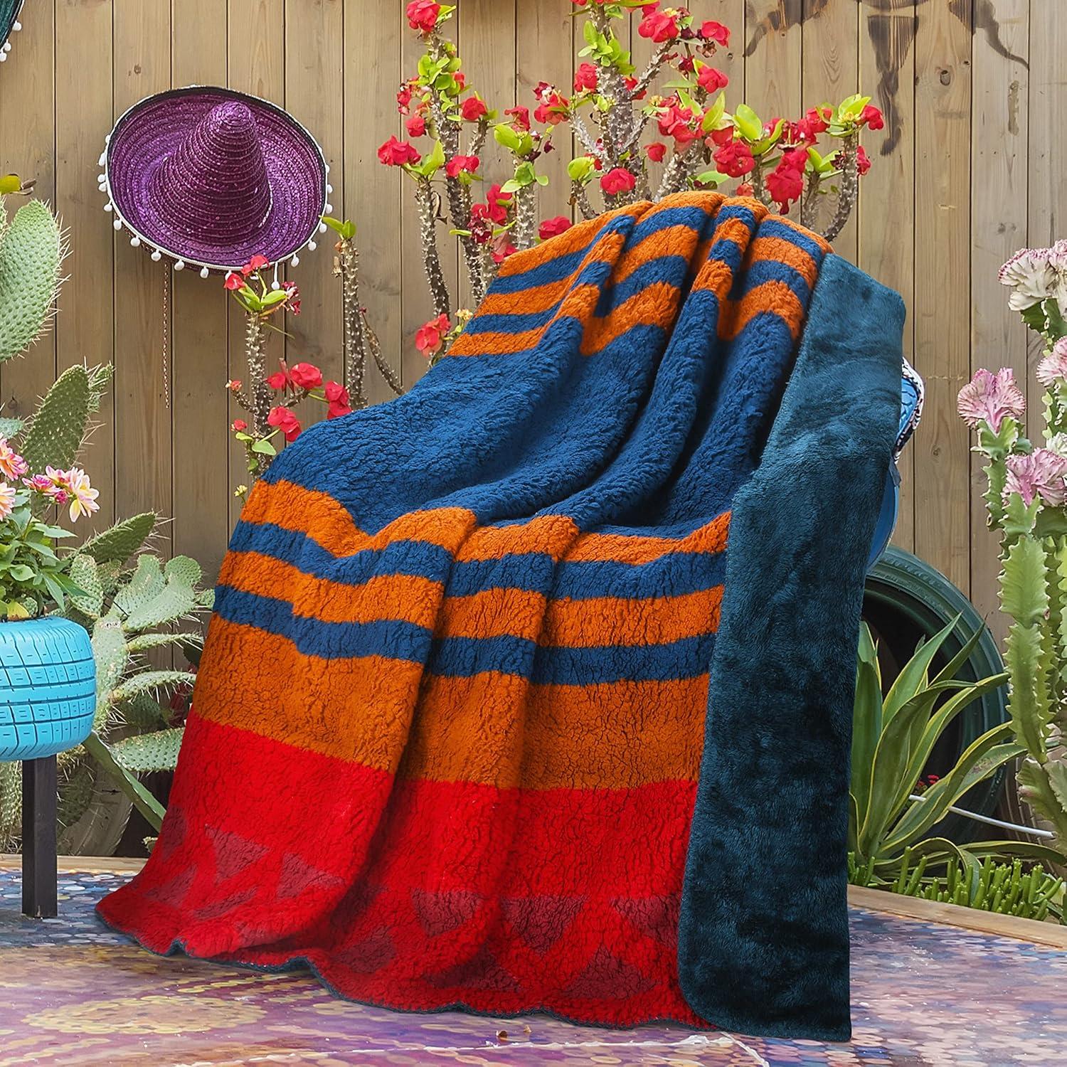 Southwest Throw Blanket, Aztec Blanket for Couch or Room Decor, Reversible Comfy Fluffy Blanket, Gift Blanket, 50 x 60 inches