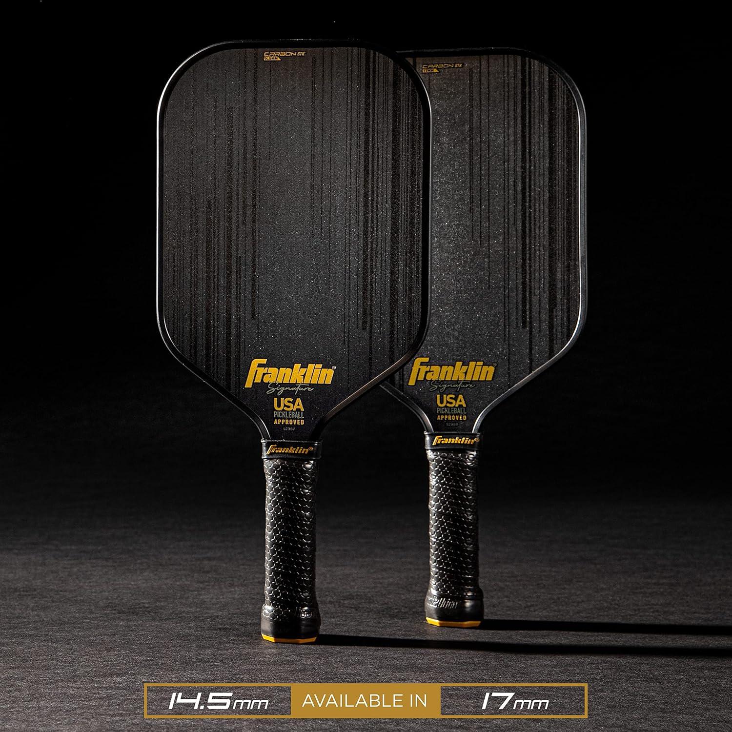 Franklin Sports Pro Pickleball Paddles - Signature Series STK Carbon Fiber Pickleball Paddle - USA Pickleball (USAPA) Approved Tournament Paddle - Polypropylene Core Pro Paddles - 14.5mm 16mm Cores 17mm