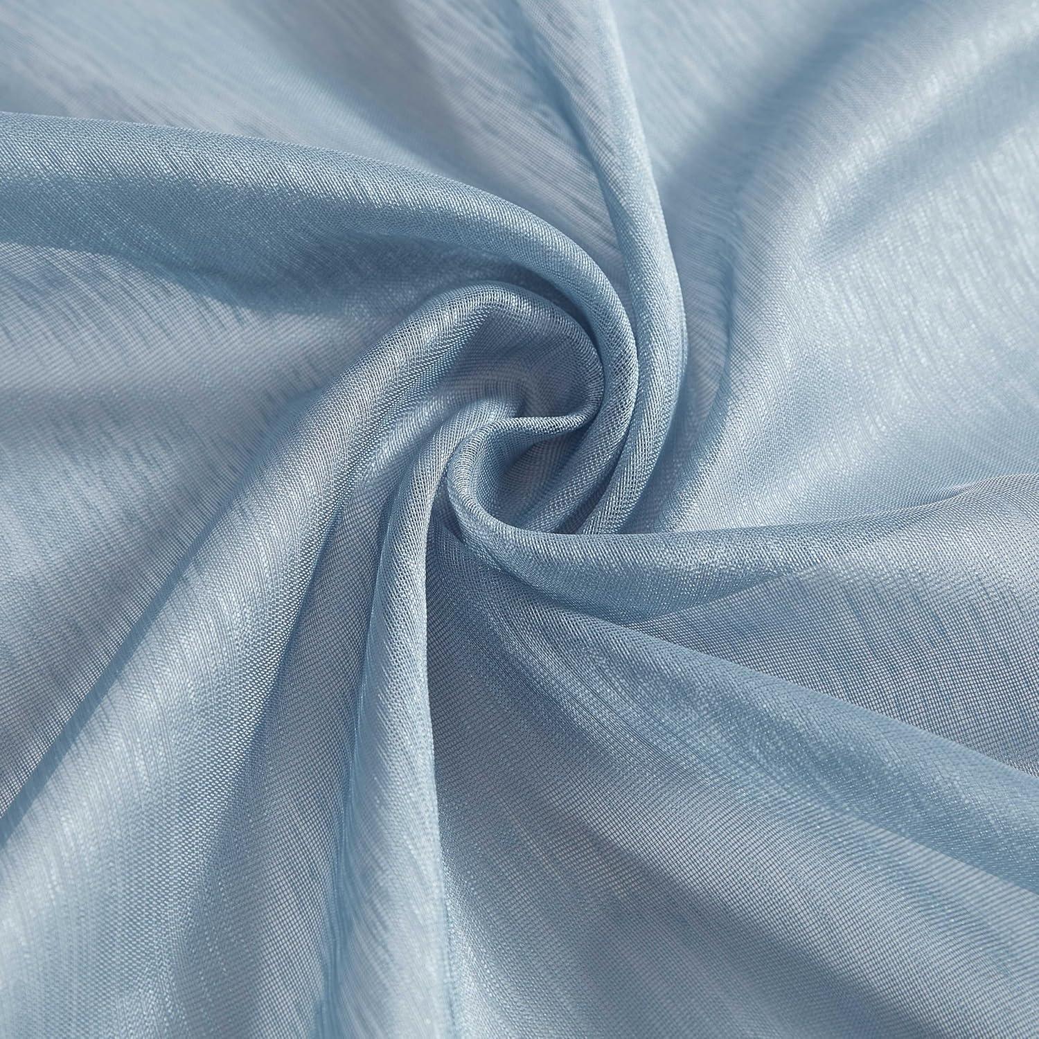 HLC.ME Semi Sheer Voile Light Filtering Transparent Window Curtain Grommet Panels - Set of 2 - Dusty Blue, 54 W x 72 L