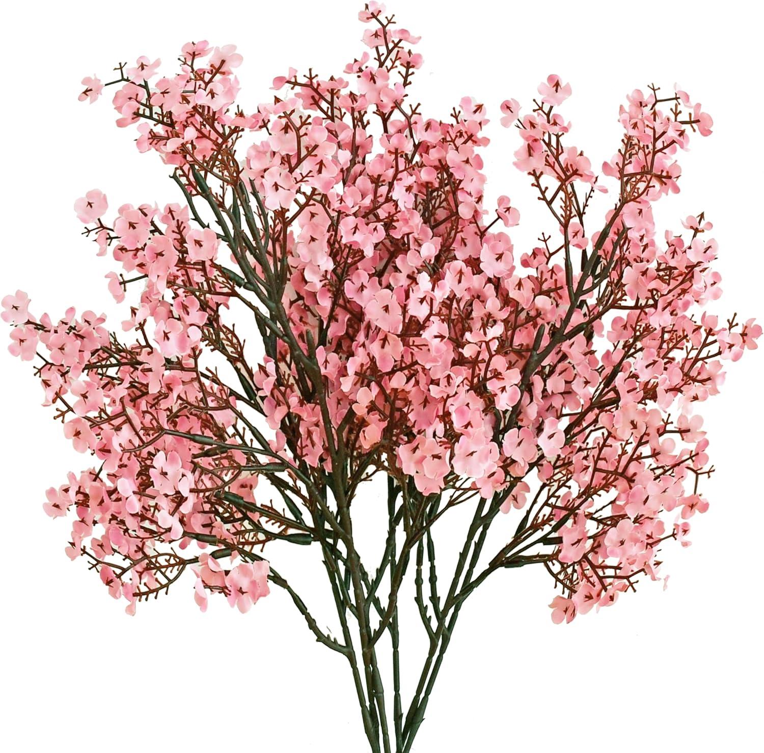 Viworld 6 Bundles Baby Breath Flowers Artificial Bulk Gypsophila Bouquets Pink Real Touch Silk Floral Arrangements for Table Centerpieces Wedding Home Farmhouse Party DIY Decor