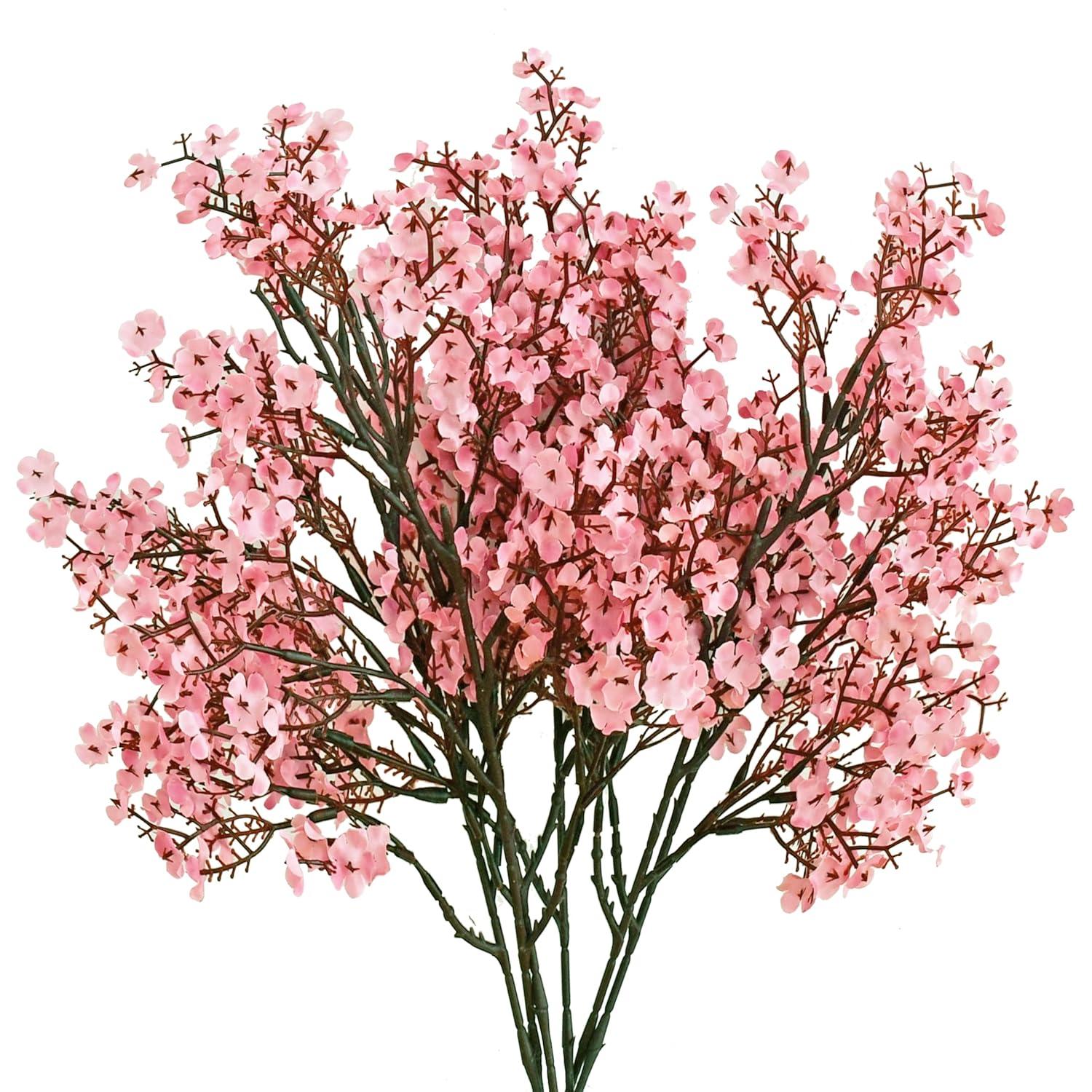 Viworld 6 Bundles Baby Breath Flowers Artificial Bulk Gypsophila Bouquets Pink Real Touch Silk Floral Arrangements for Table Centerpieces Wedding Home Farmhouse Party DIY Decor