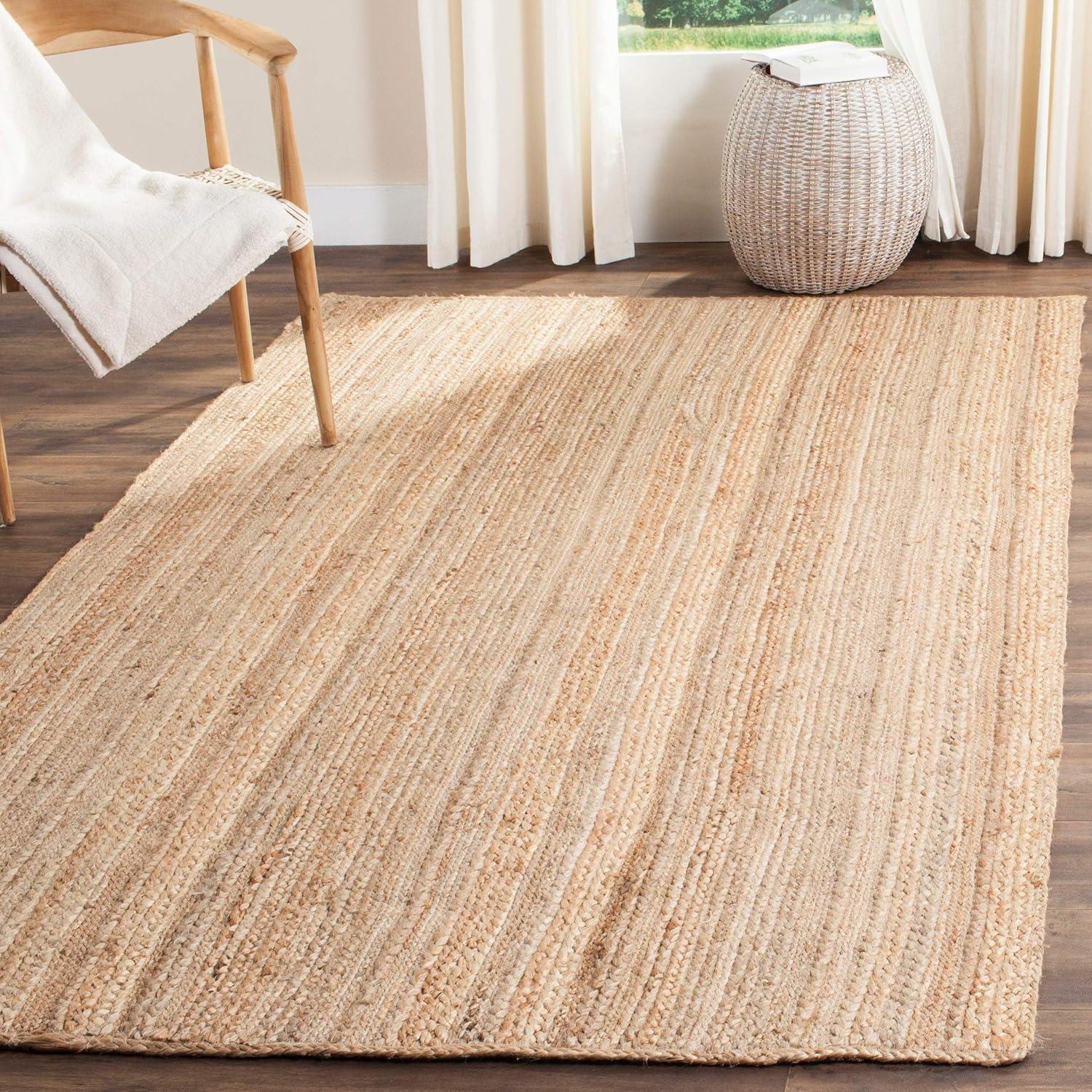 Natural Fiber Hand Woven Jute Solid Color Rug