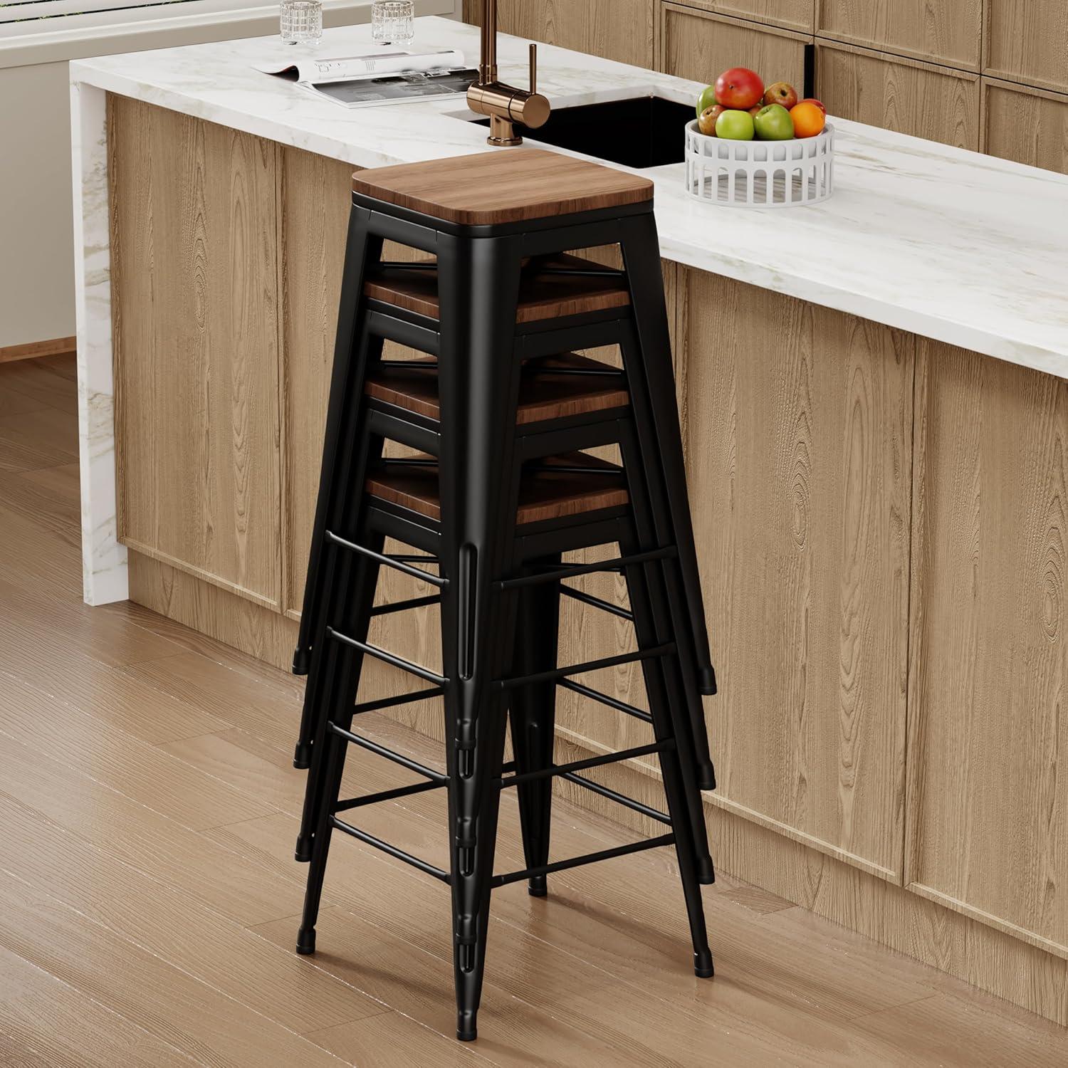 Williston Forge Kohki 24" Counter Stool Metal Bar Stools Counter Height Barstools Backless Indoor/Outdoor Bar Stools Kitchen Counter Stools Chairs(Set of 4)