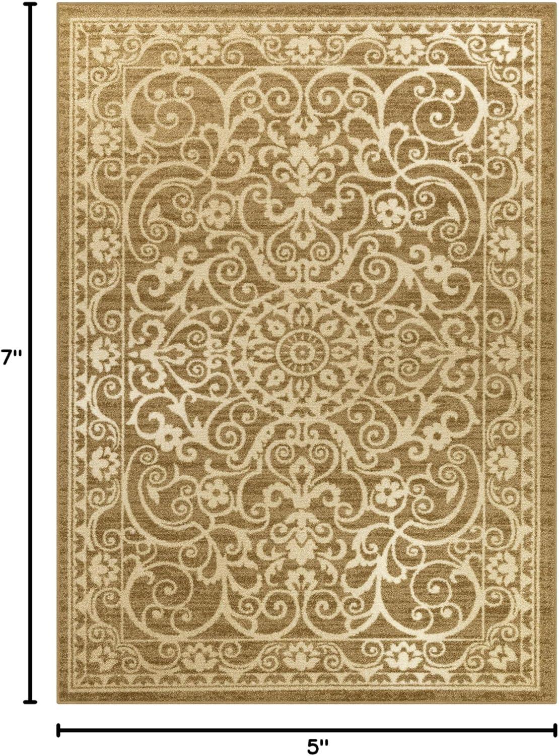 Maples Rugs Pelham Medallion Living Room Area Rug for Indoor, 5' x 7', Beige