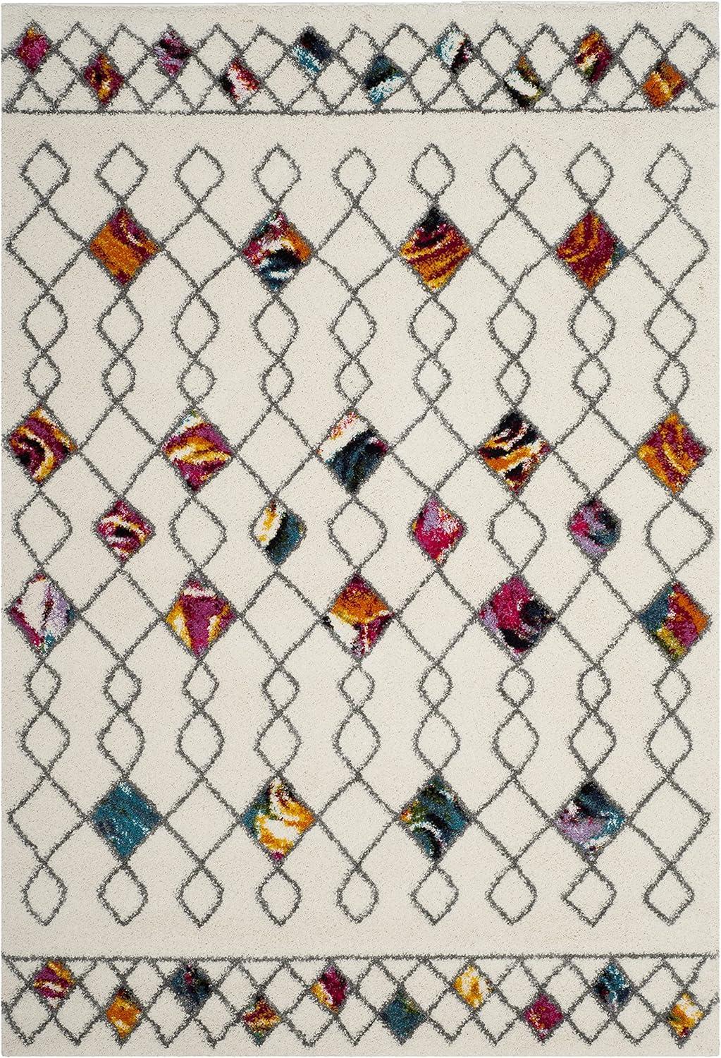 Fiesta Shag FSG361 Power Loomed Area Rug - Cream/Multi - 4'x6' - Safavieh.