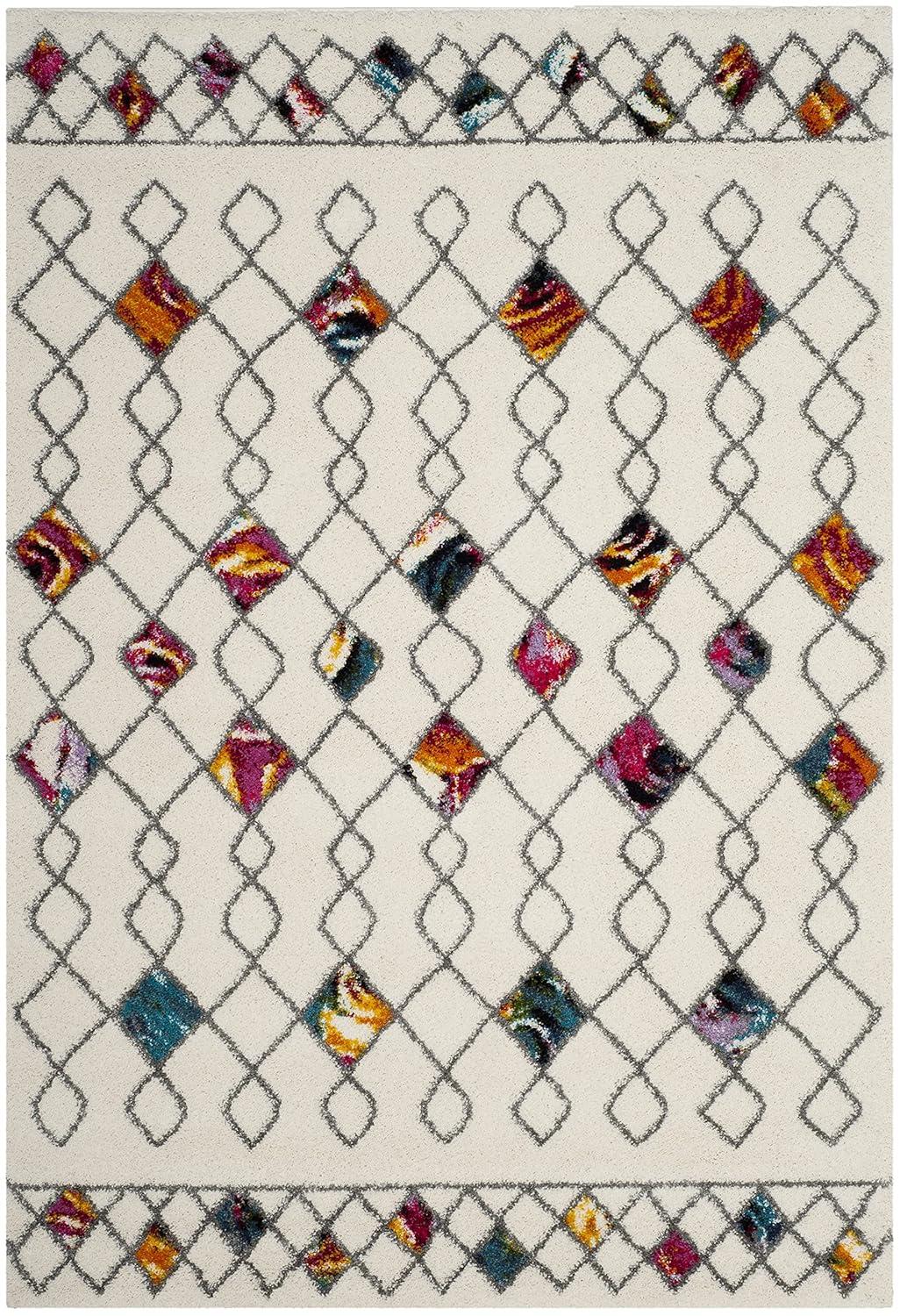 Fiesta Shag FSG361 Power Loomed Area Rug - Cream/Multi - 4'x6' - Safavieh.