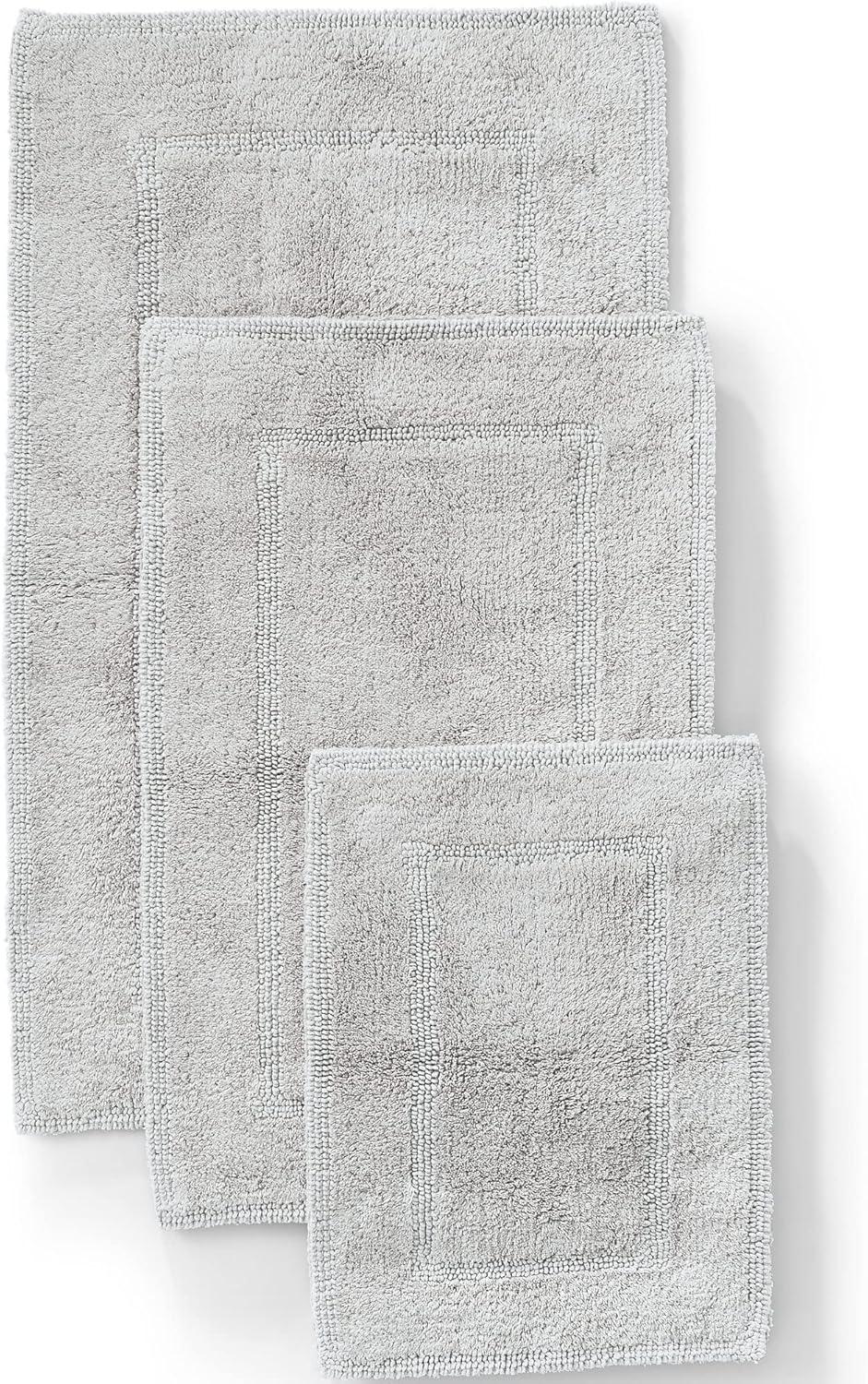 Cobblestone Gray Cotton Reversible Bath Rug 20" x 33"