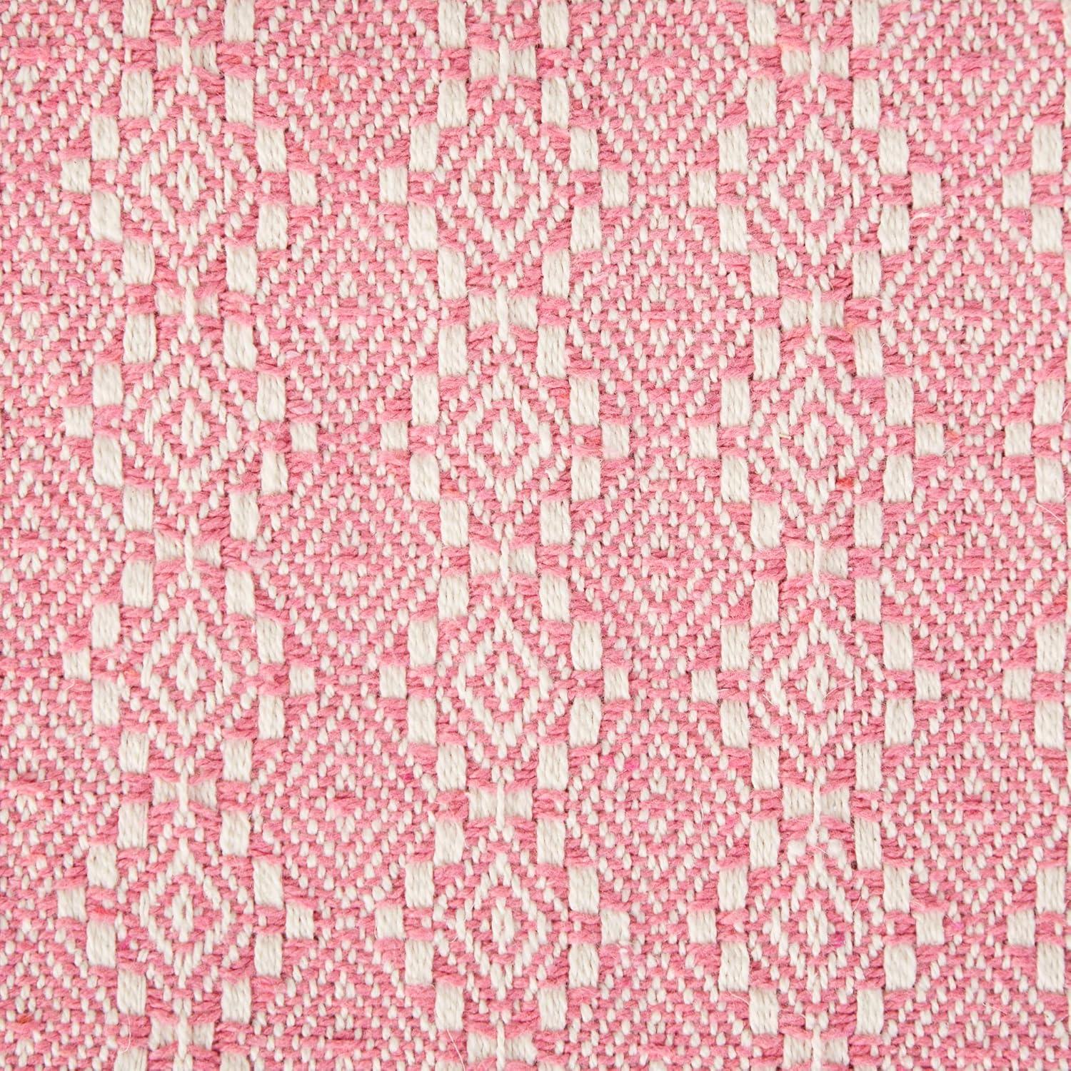 50"x60" Diamond Stitched Throw Blanket Rose - Design Imports: Cotton, Hypoallergenic, Woven Couch Accessory