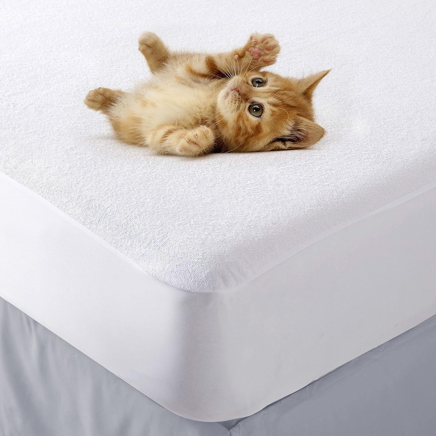 Superior Waterproof Cotton Mattress Protector, Crib, White