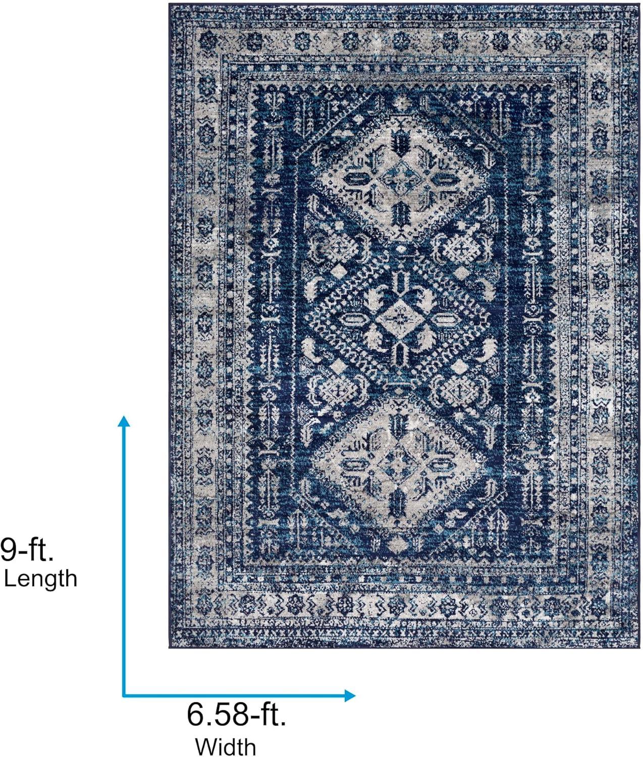 Livabliss Monte Carlo Vintage Oriental Area Rug,6'11" x 9',Navy