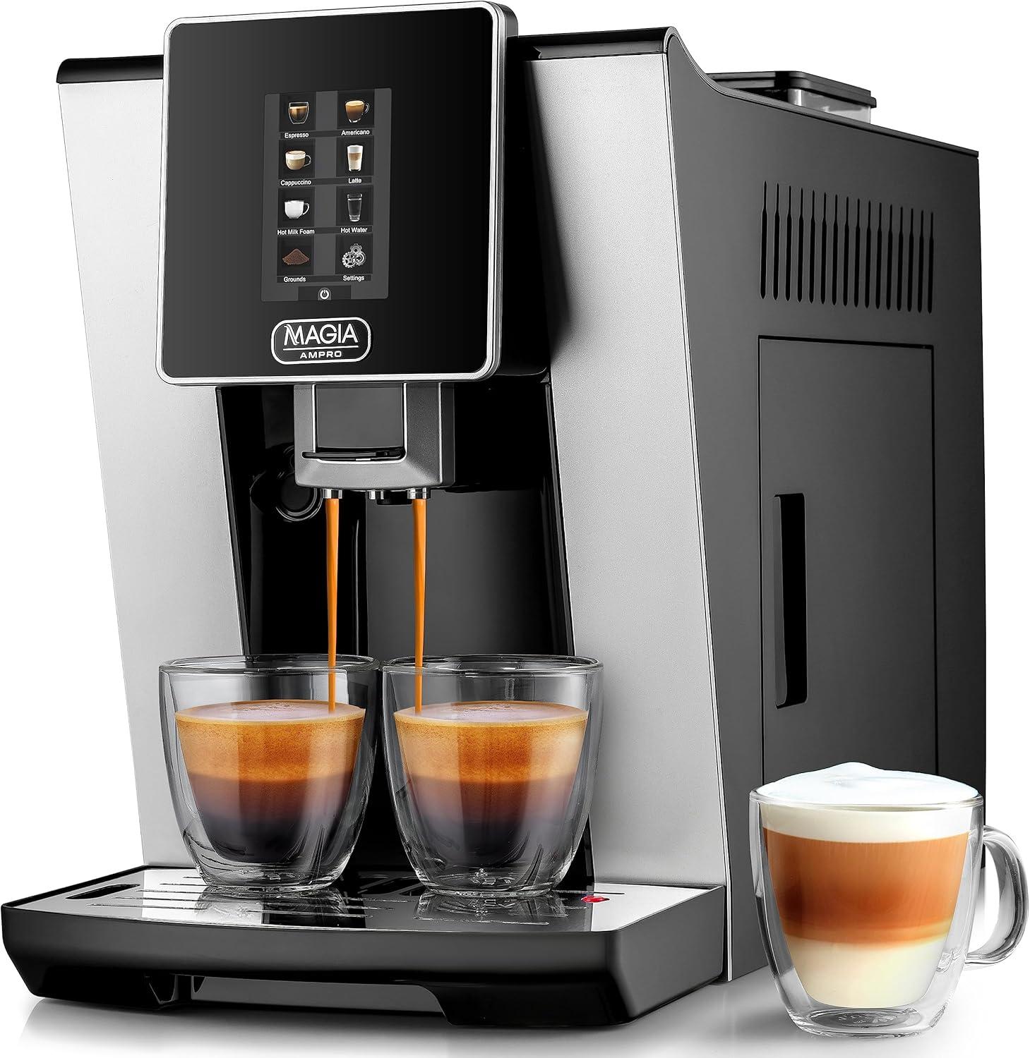 Magia AMPRO Automatic Espresso Machine with Grinder, Super Automatic Coffee Machine and Milk Frother by Zulay Kitchen