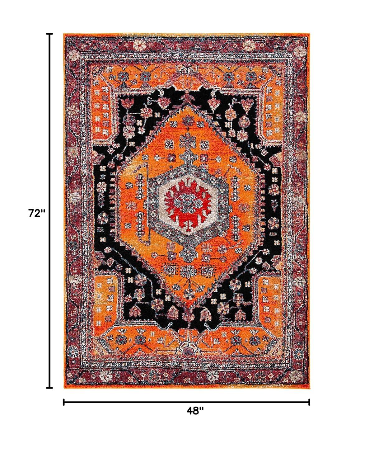 Vintage Hamadan VTH204 Power Loomed Area Rug - Orange/Black - 4'x6' - Safavieh.