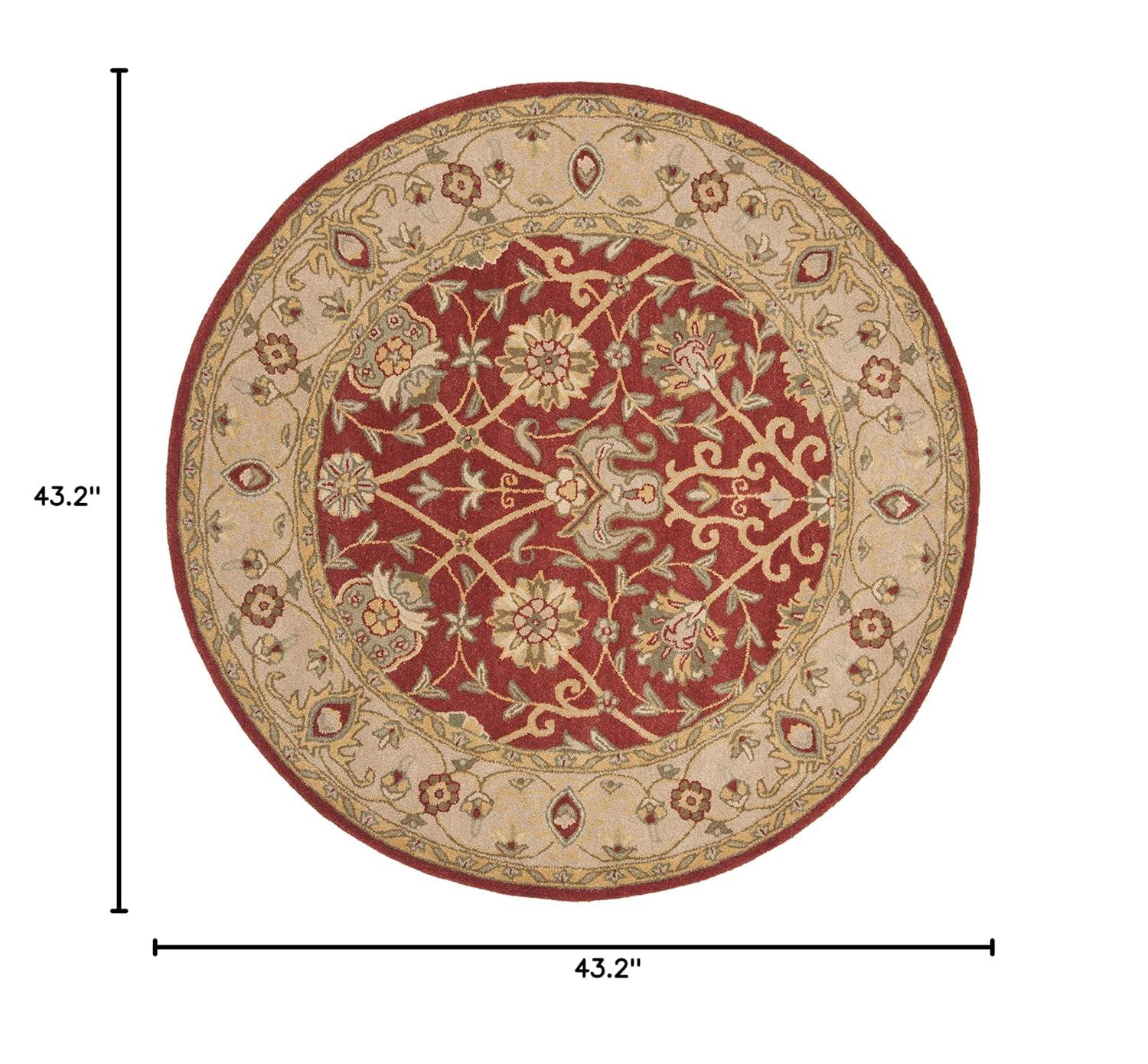 SAFAVIEH Antiquity Lilibeth Traditional Floral Wool Area Rug, Rust, 3'6" x 3'6" Round