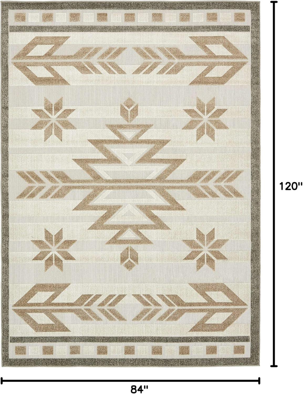 Unique Loom 7' 0 x 10' 0 Beige Outdoor Modern Albuquerque Area Rug