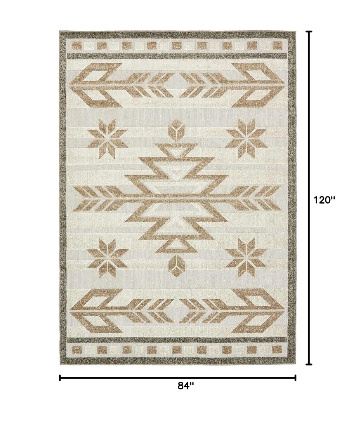 Unique Loom 7' 0 x 10' 0 Beige Outdoor Modern Albuquerque Area Rug