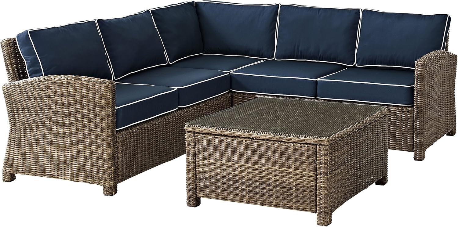 Bradenton 4-Piece Navy Cushions Steel Outdoor Sectional Set