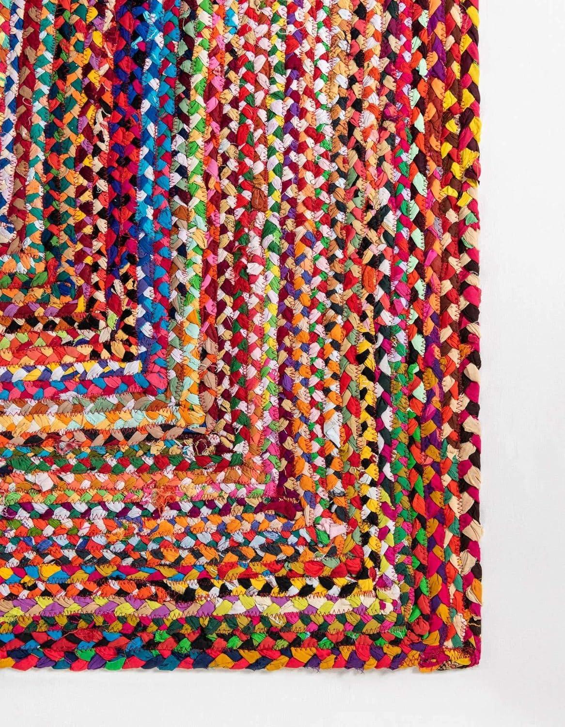 Unique Loom Braided Chindi Collection Area Rug - Layer (10'  Square Multi/Blue)