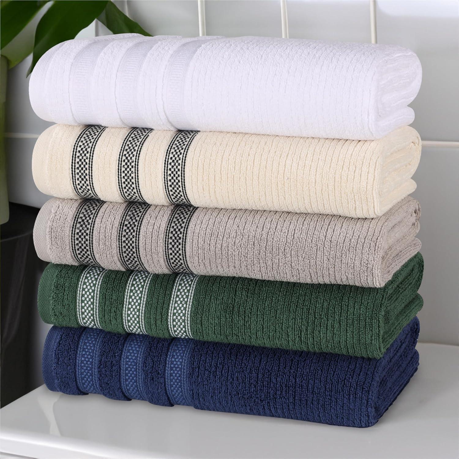 Superior Zero Twist Cotton Ribbed Geometric 9-Piece Towel Set, Forest Green