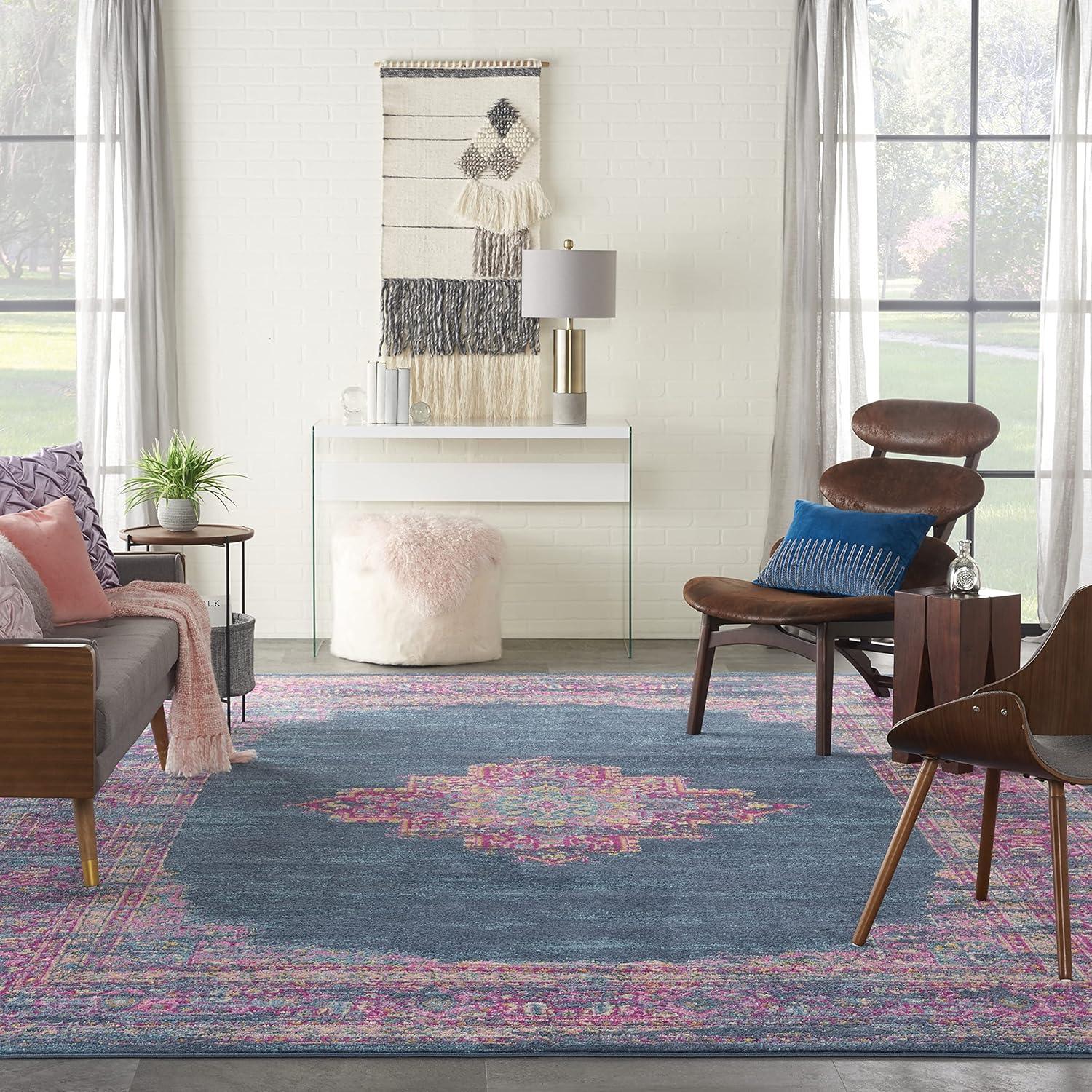 Nourison Passion Medallion Bohemian Indoor Rug Blue 12' x 15'