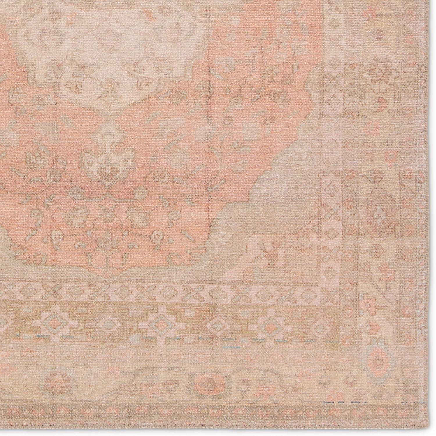 Vintage Medallion Gray and Orange Wool Area Rug 5' x 7'