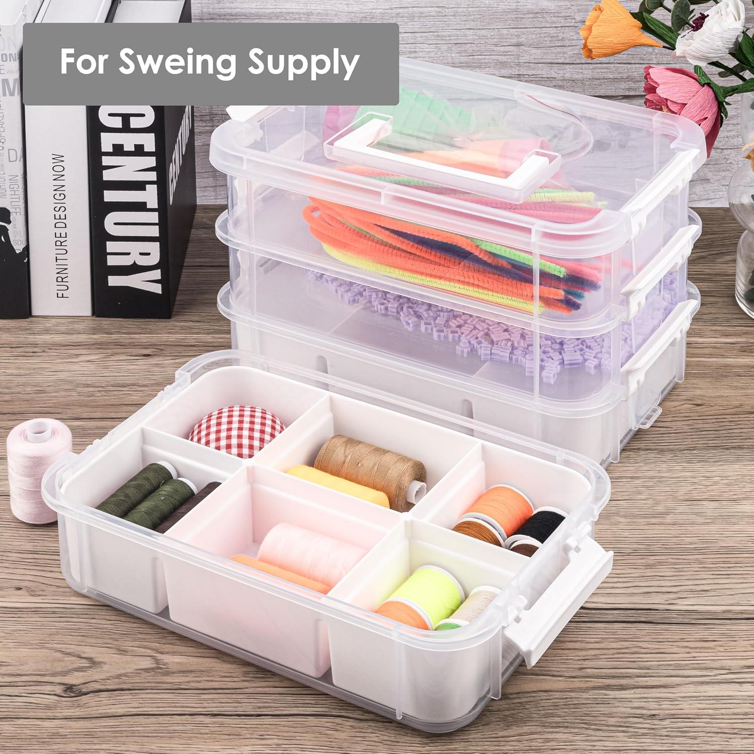 Everything Mary Clear 4-Tier Plastic Craft and Hobby Stackable Snap Box