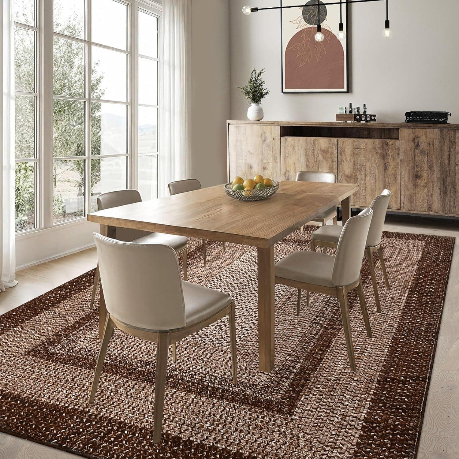 Bungalow Rose 8X10 Braided Print Area Rug Washable Rug