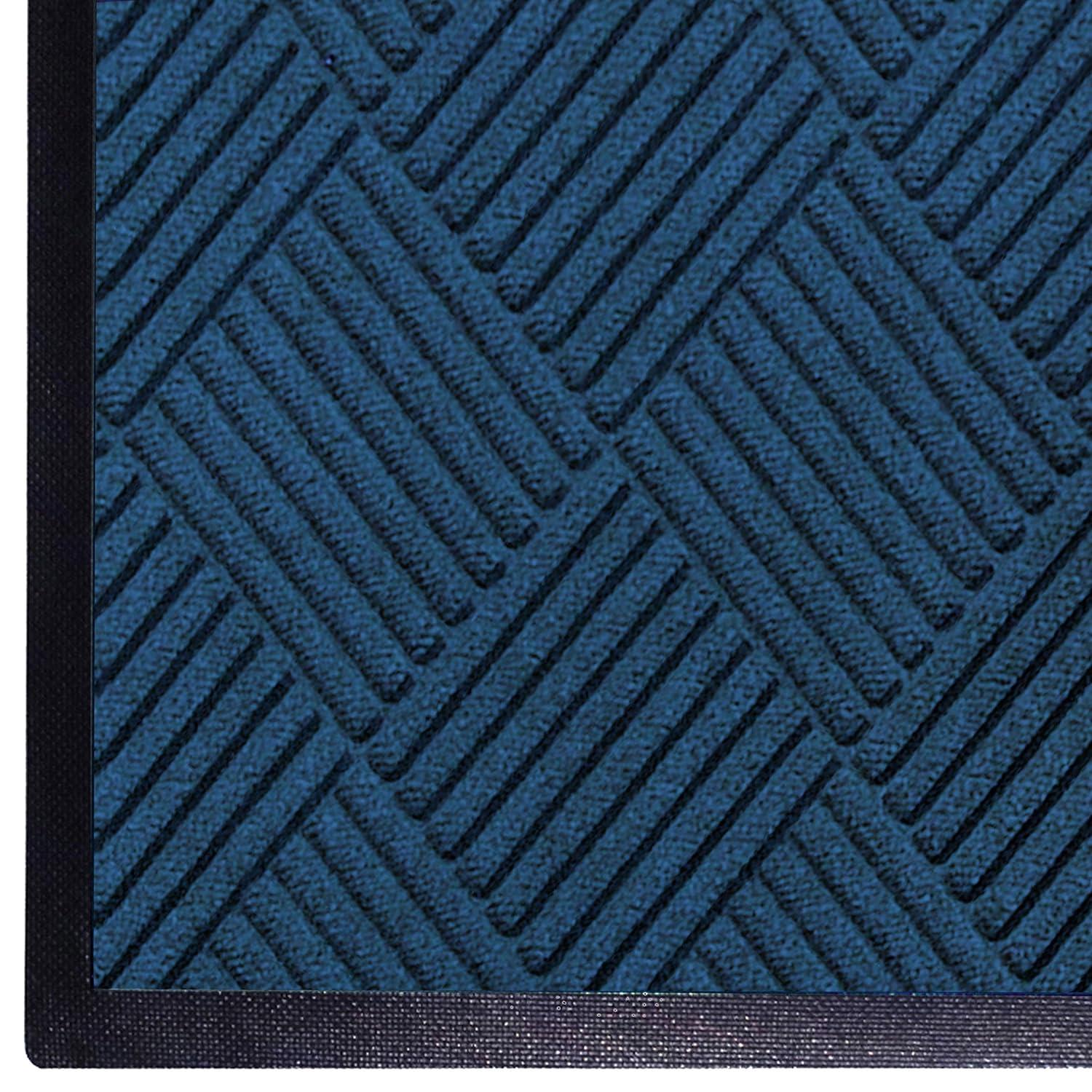 Navy Blue 3' x 4' Commercial-Grade Entrance Mat with Rubber Border