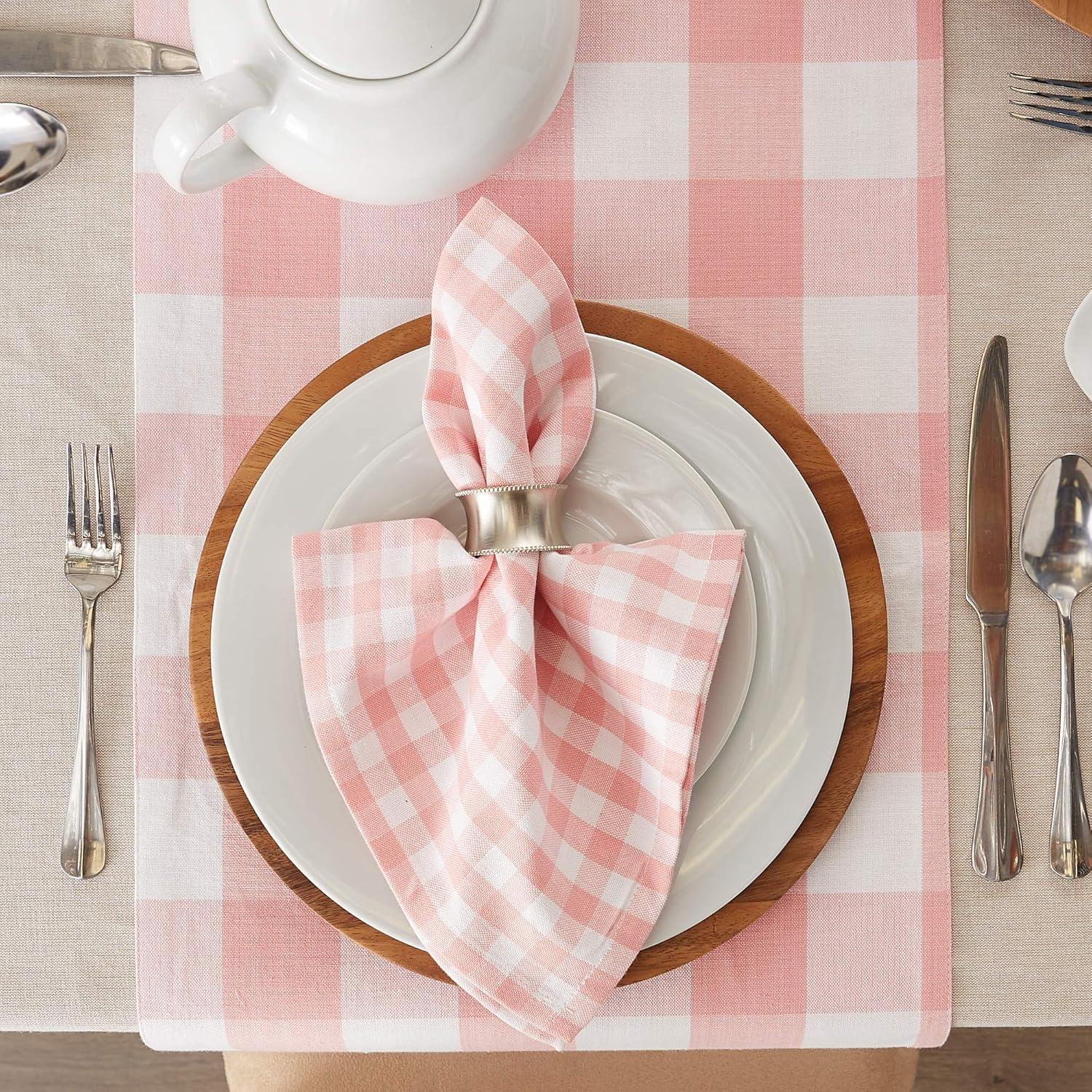 Pink & White Gingham Napkin Set/4