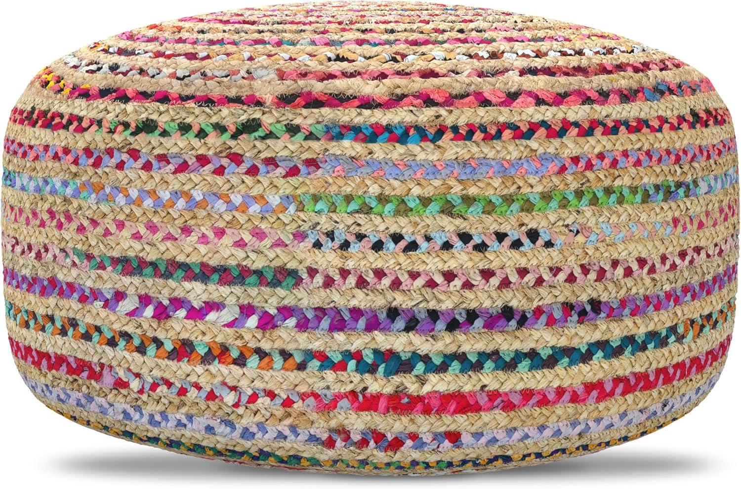 Margo Boho Contemporary Round Large Pouf in Multi Color