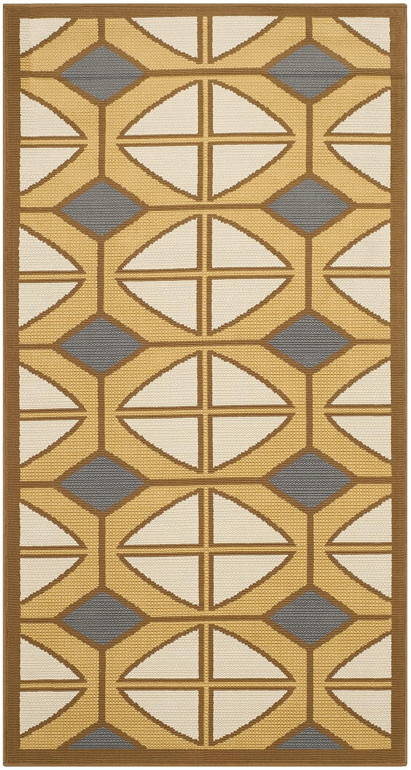 Hampton HAM510 Power Loomed Indoor/Outdoor Accent Rug - Camel/Ivory - 2'7"x5' - Safavieh.