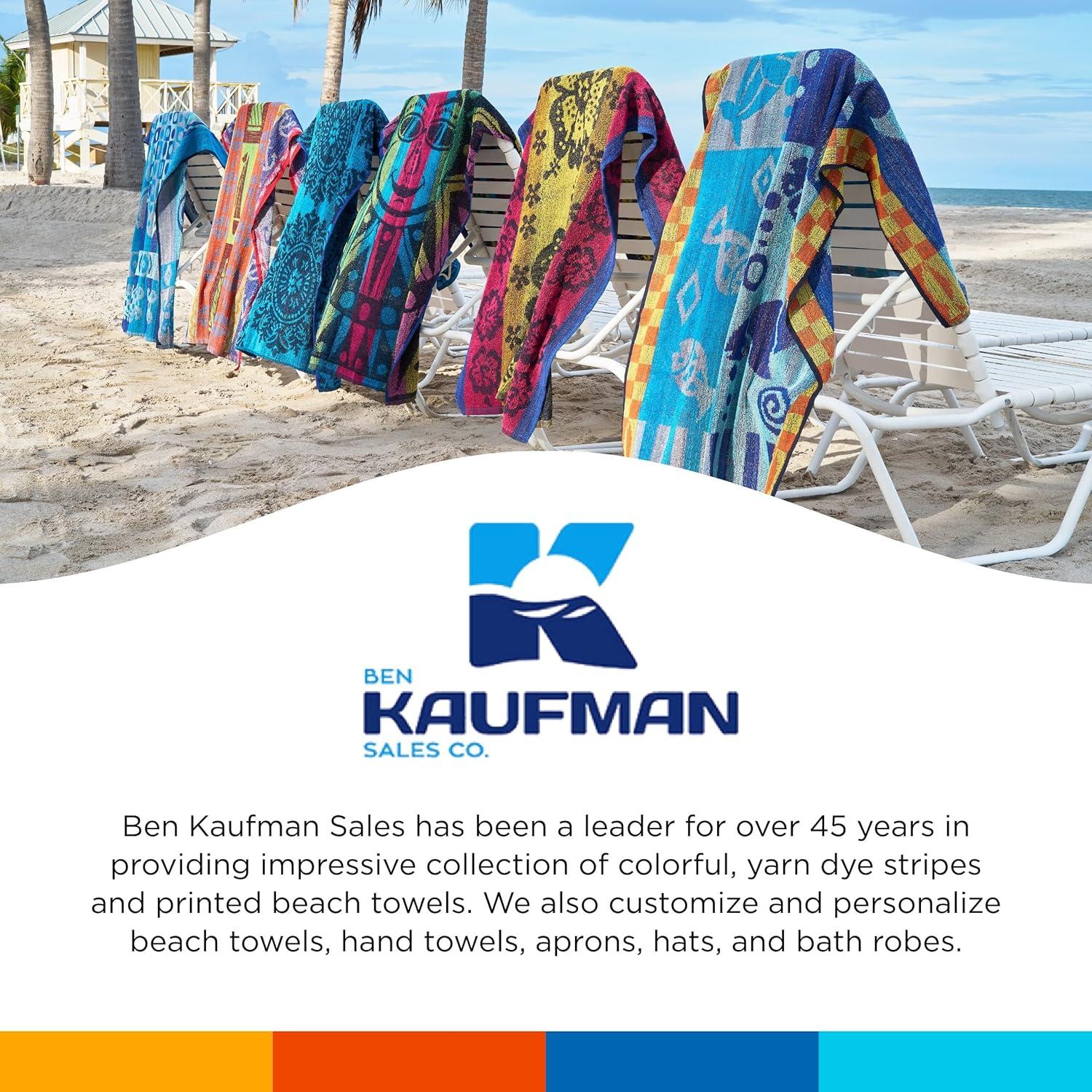 Ben Kaufman Terry Beach & Pool Towel - Oversized Beach Towel Bundle - Multipack with Assorted Colors - 30” x 60” - 6 Pack