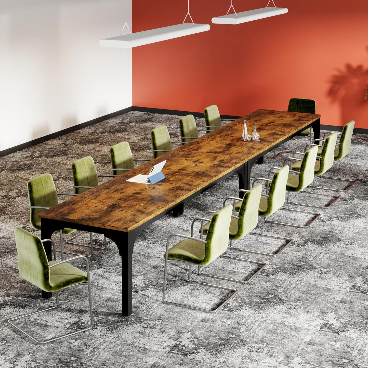 13FT Brown MDF and Metal Conference Table for 16